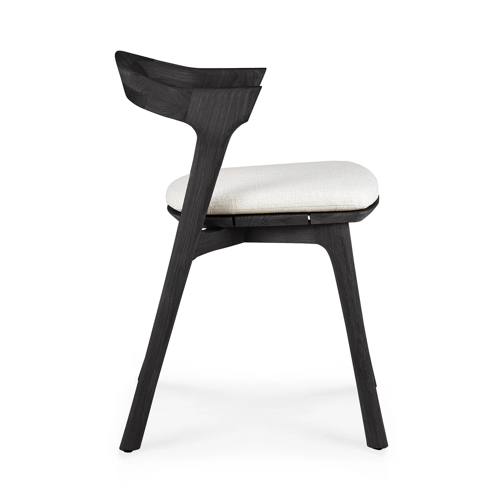 Bok Gartenstuhl - lackiertes Teak - schwarz - Off White Stoff - 50 x 54 x 76 cm - Image 3