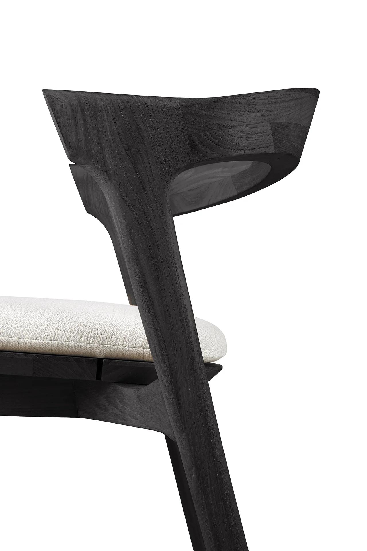 Bok Gartenstuhl - lackiertes Teak - schwarz - Off White Stoff - 50 x 54 x 76 cm - Image 4