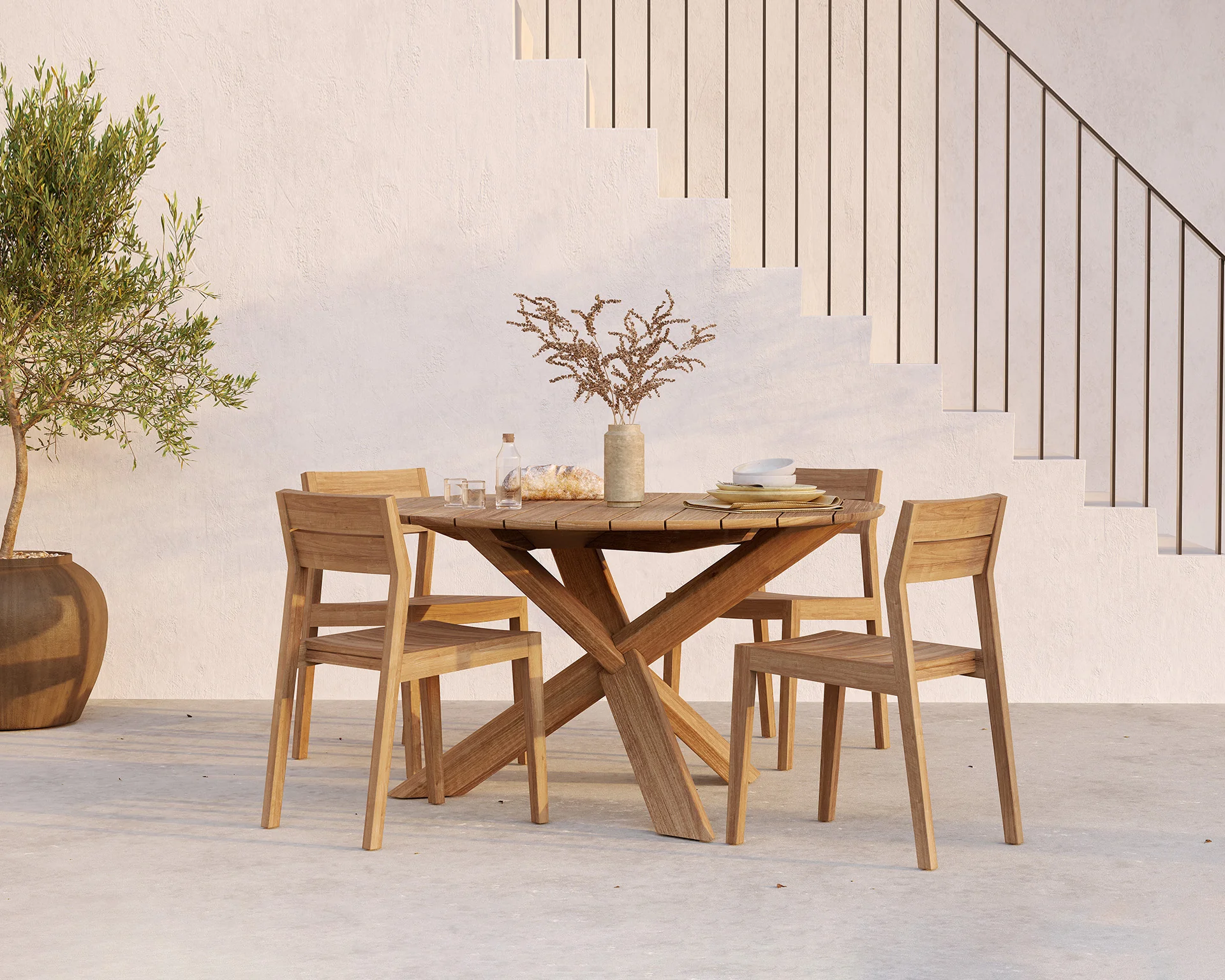 Circle Gartentisch - Teak - rund - 136 x 136 x 76 cm - Image 6