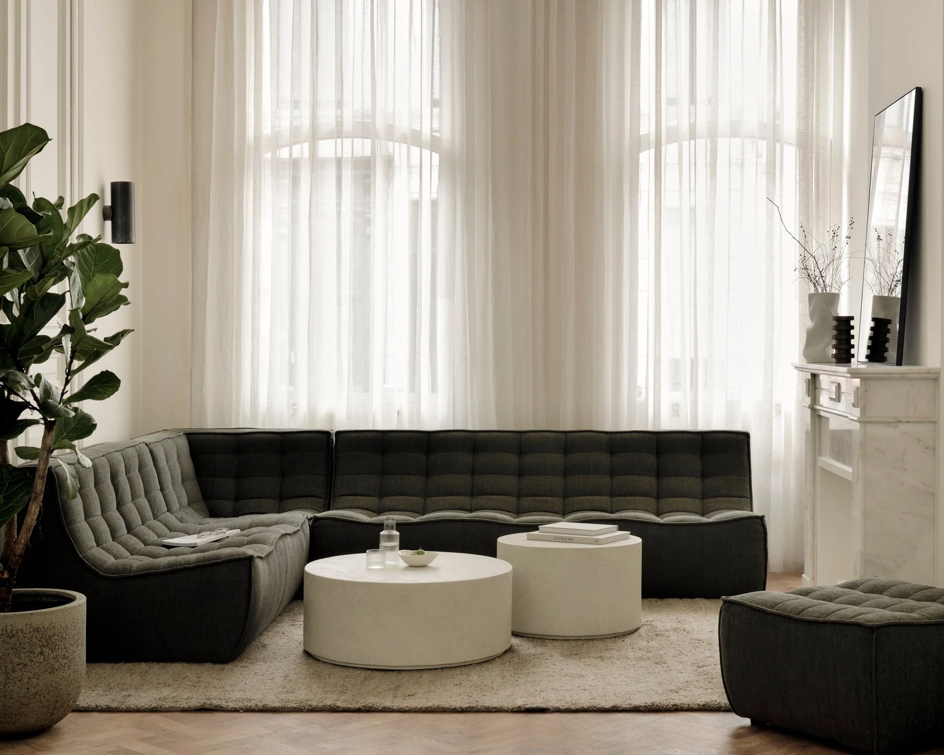 Couchtisch 60x60cm - Mikrozement - Off-White - rund Elements - Image 2
