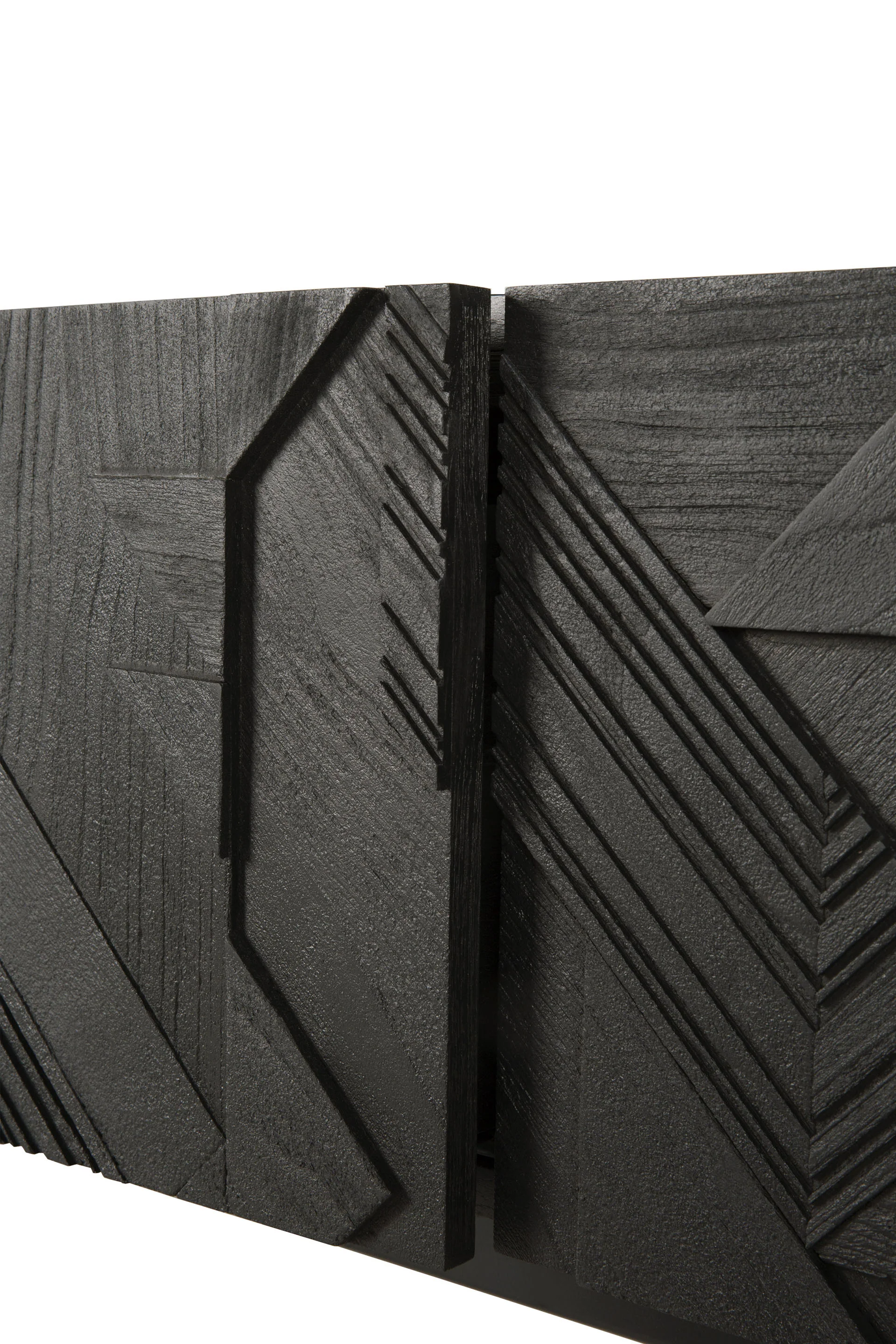 Graphic TV-Schrank - lackiertes Teak - schwarz - 1 Klapptür - 2 Schubladen - 240 x 45 x 51 cm - Image 10