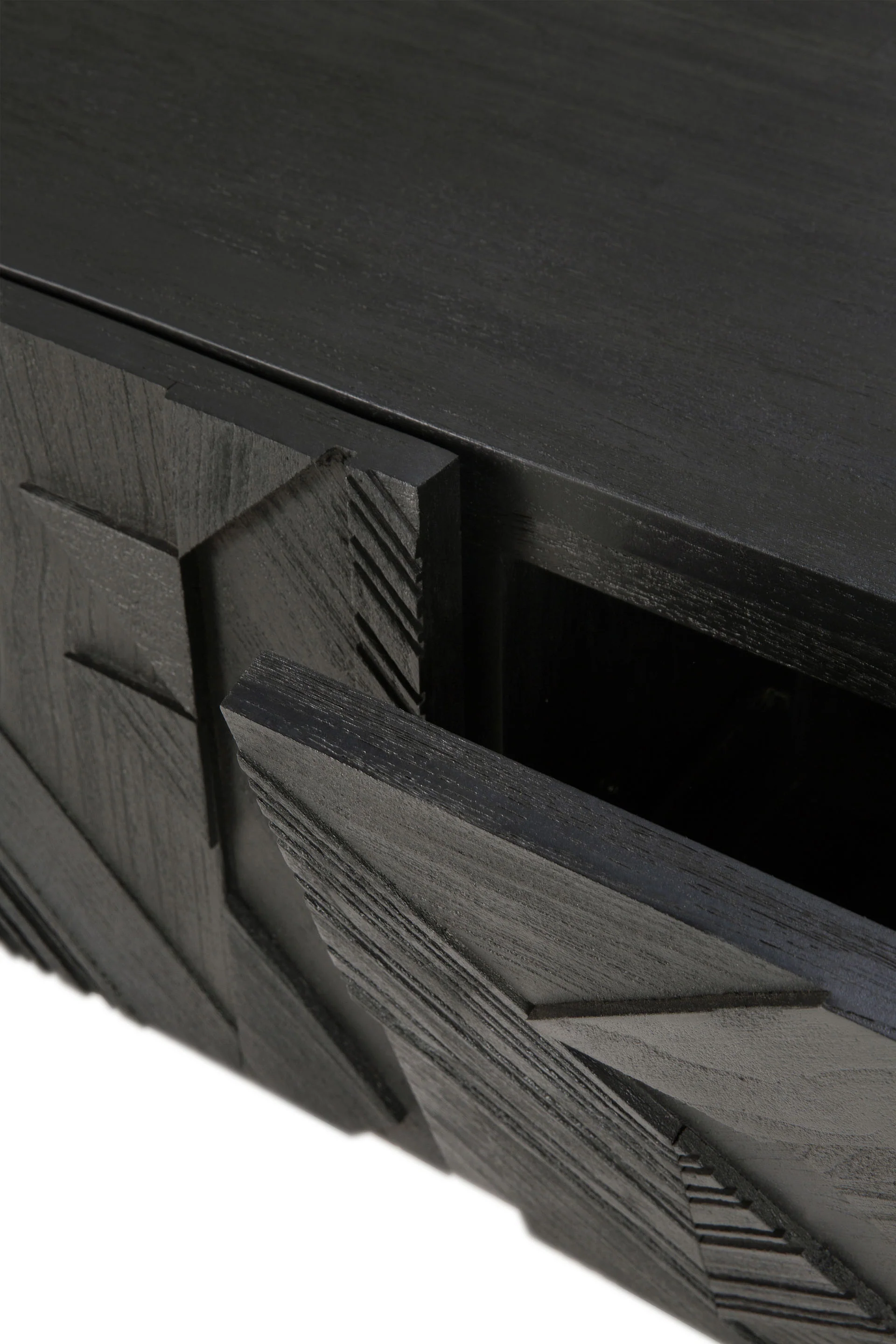 Graphic TV-Schrank - lackiertes Teak - schwarz - 1 Klapptür - 2 Schubladen - 240 x 45 x 51 cm - Image 7