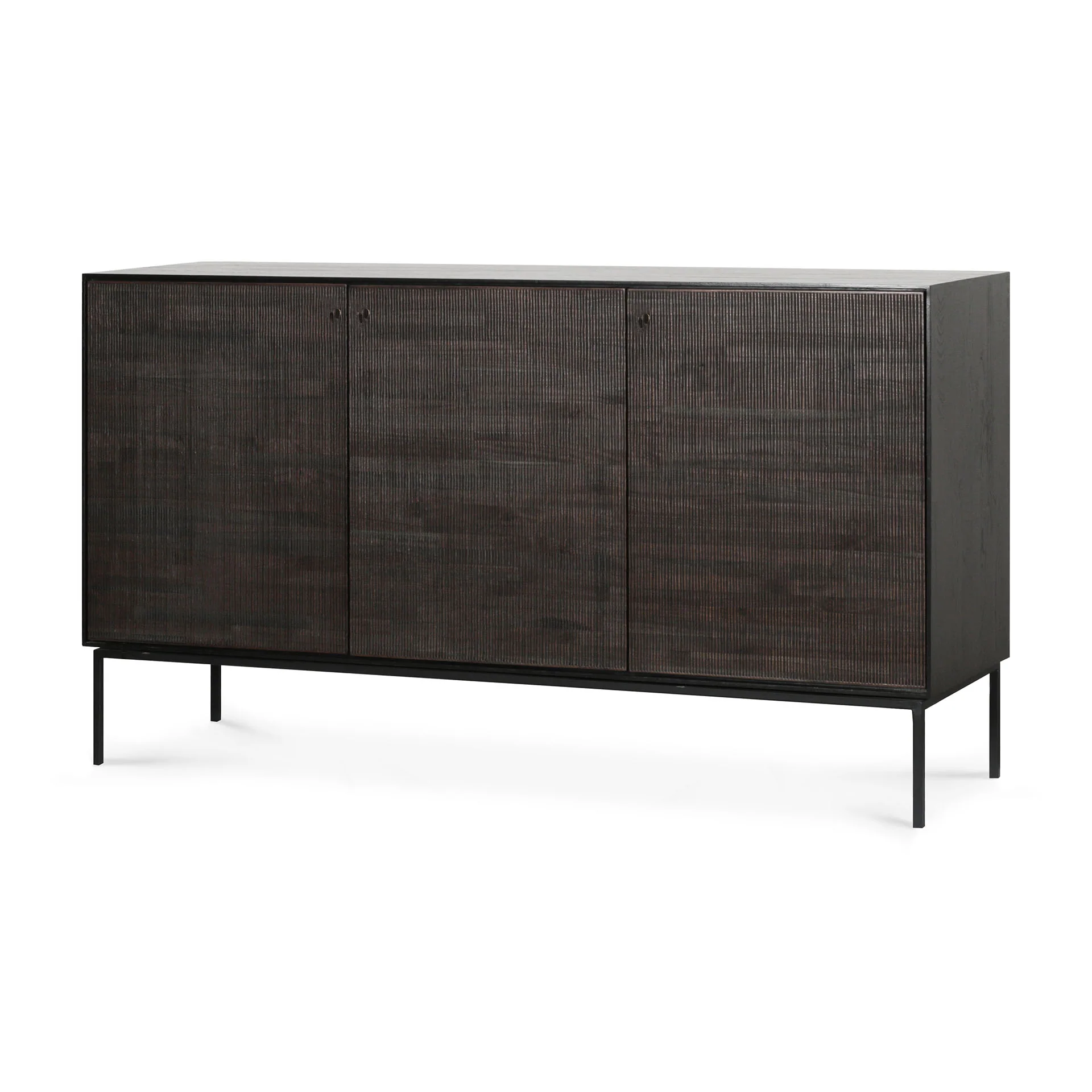 Grooves Sideboard - lackiertes Teak - off black - 3 Türen - 152 x 45 x 87 cm - Image 2