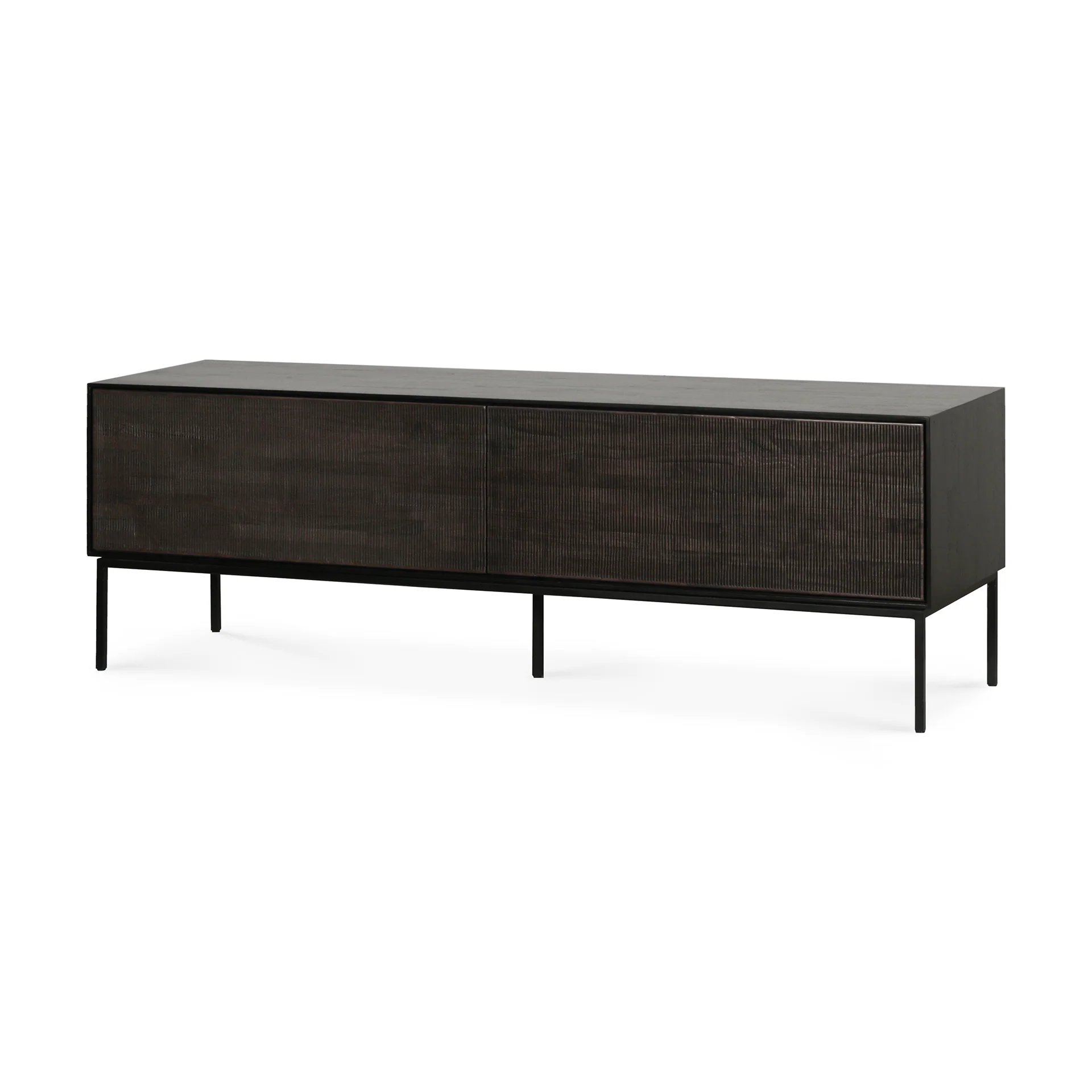 Grooves TV-Schrank - lackiertes Teak - off black - 1 Klapptür - 1 Schublade - 162 x 45 x 53 cm - Image 4