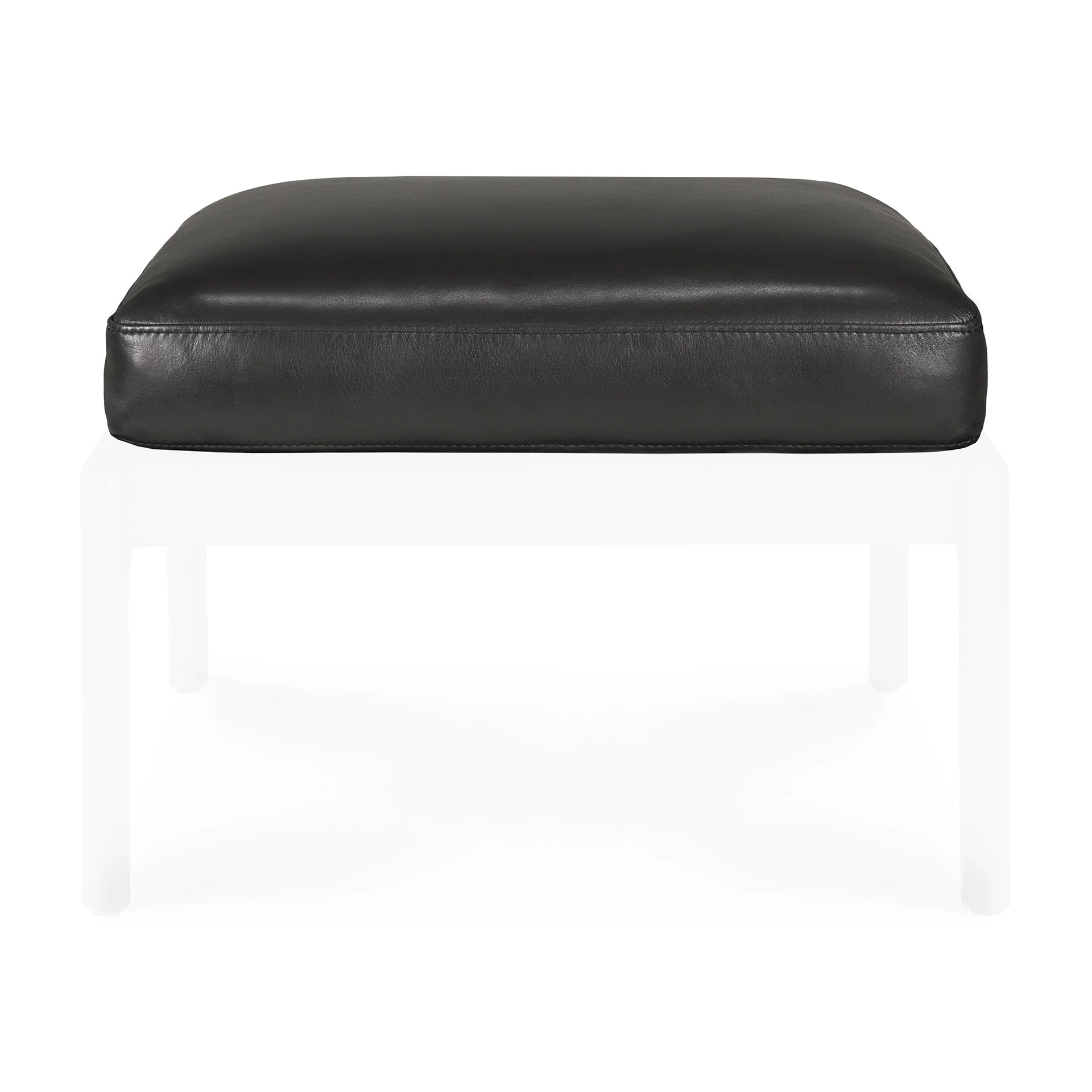 Jack Fußschemelkissen - schwarzes Leder - 53 x 47 x 10 cm