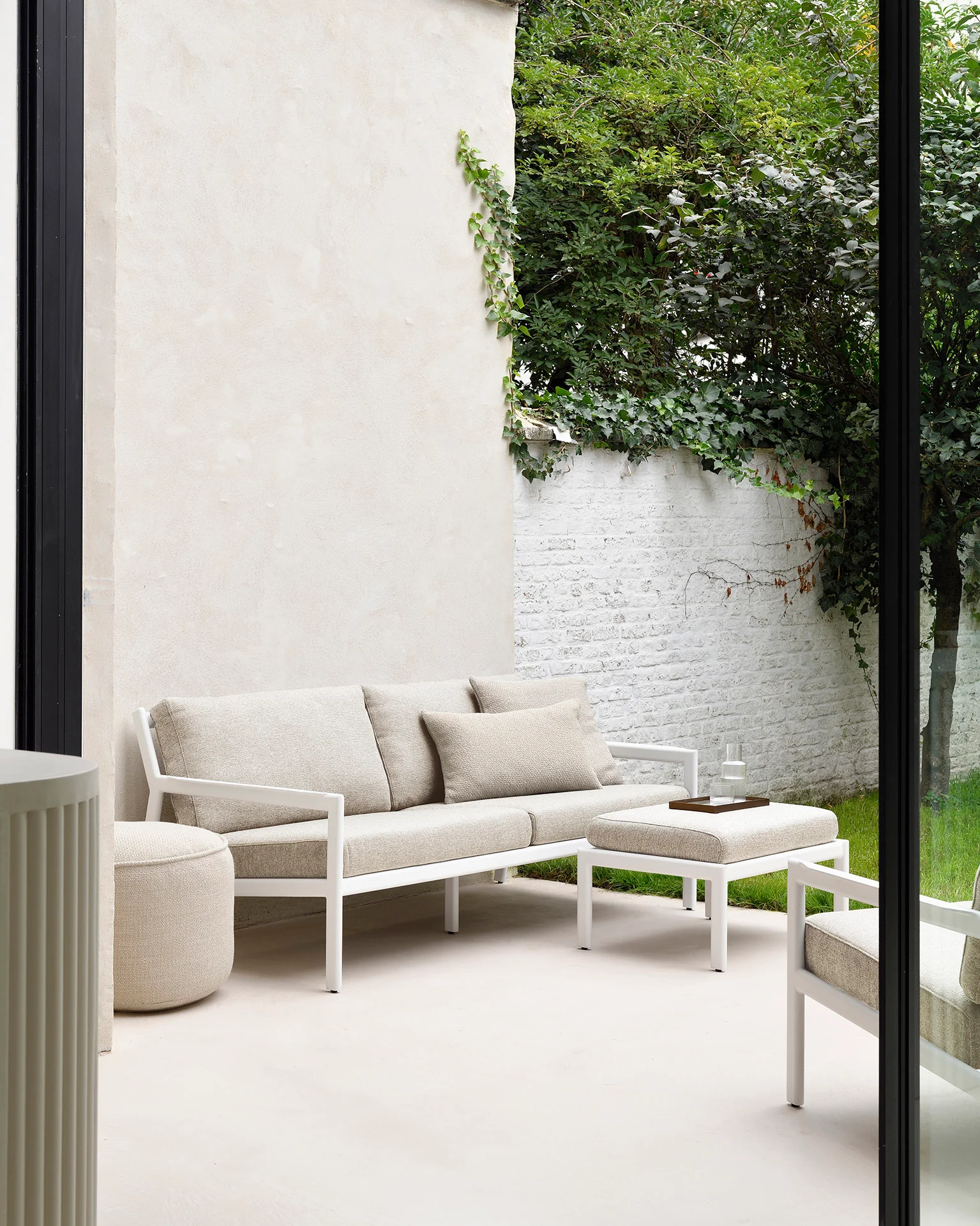Jack Garten-Loungestuhl - Aluminium - weiß - Naturstoff - 74 x 89 x 74 cm - Image 6
