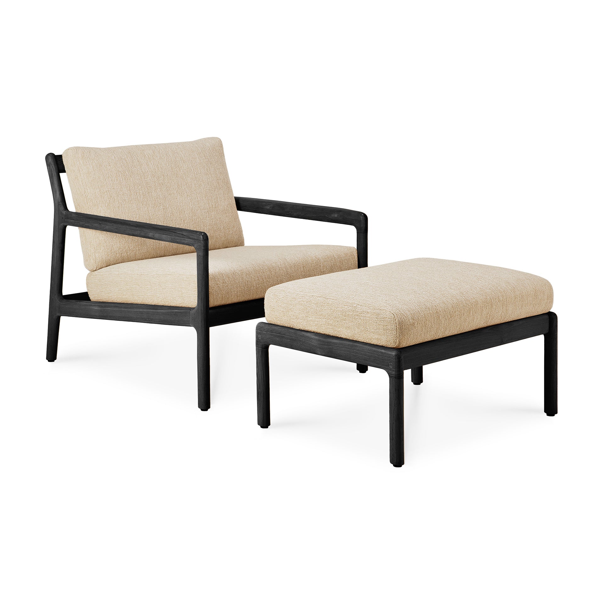 Jack Gartenhocker - lackiertes Teak - schwarz - Naturstoff - 71 x 54 x 41 cm