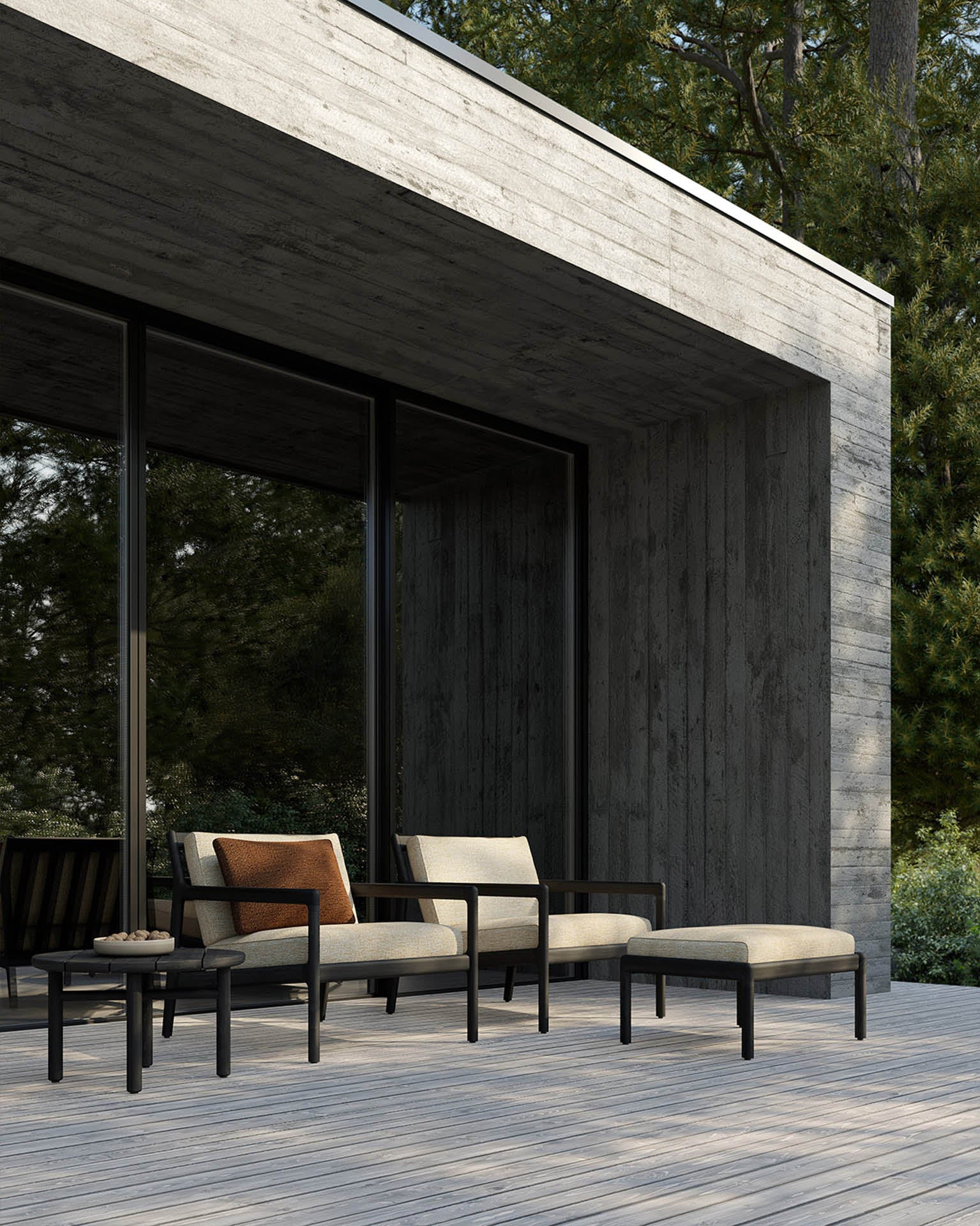 Jack Gartenhocker - lackiertes Teak - schwarz - Naturstoff - 71 x 54 x 41 cm - Image 2