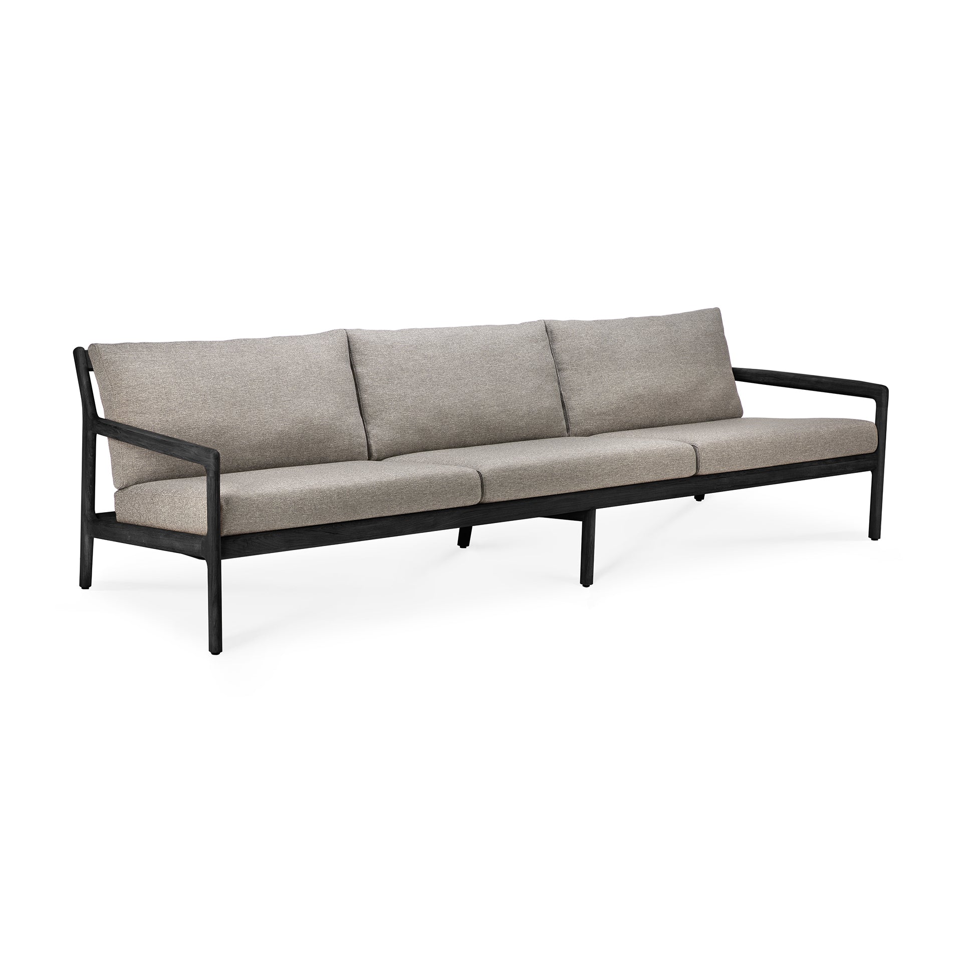 Jack Gartensofa - lackiertes Teak - schwarz - Mocha Stoff - 3+ Sitzer - 265 x 90 x 74 cm