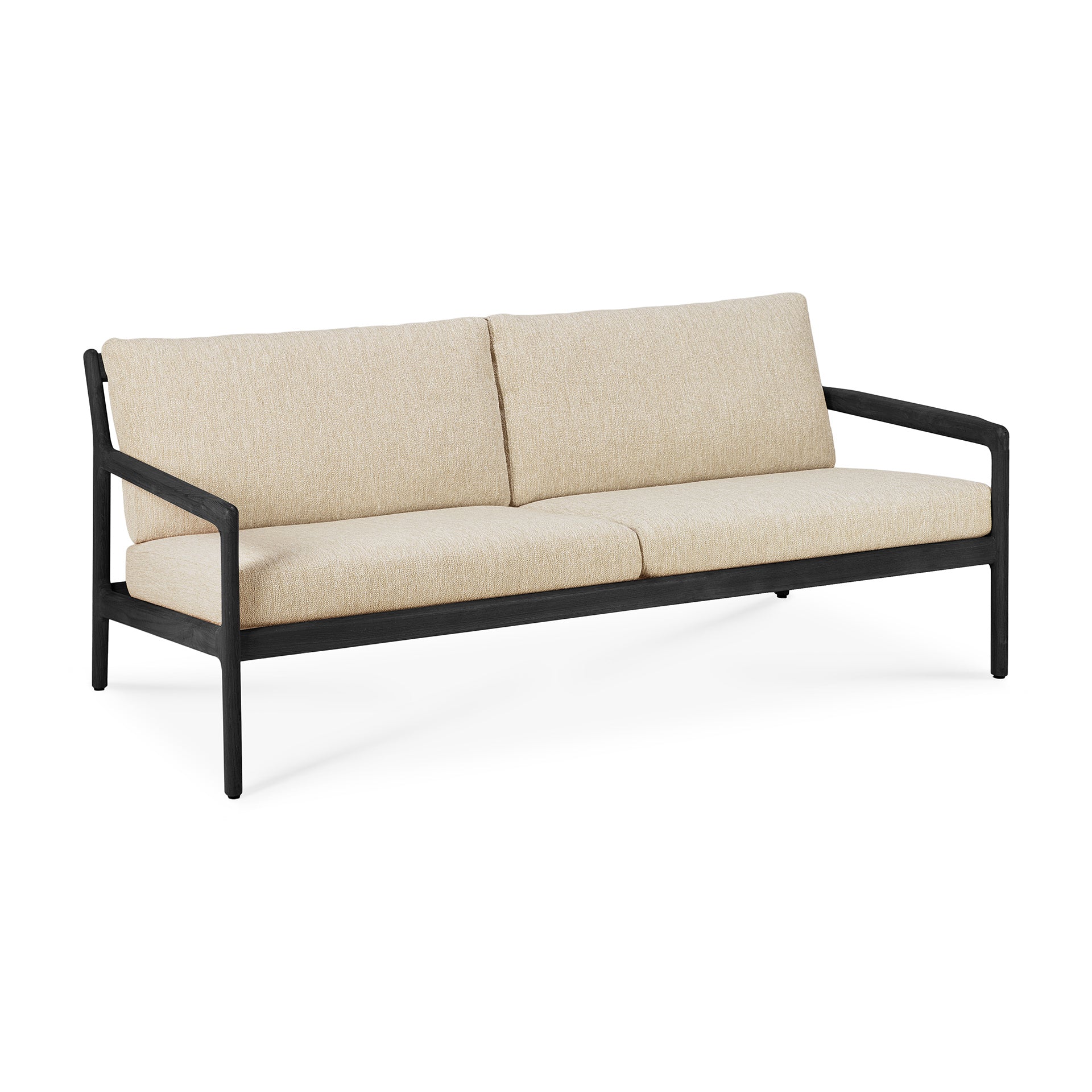 Jack Gartensofa - lackiertes Teak - schwarz - Naturstoff - 2+ Sitzer - 180 x 90 x 74 cm