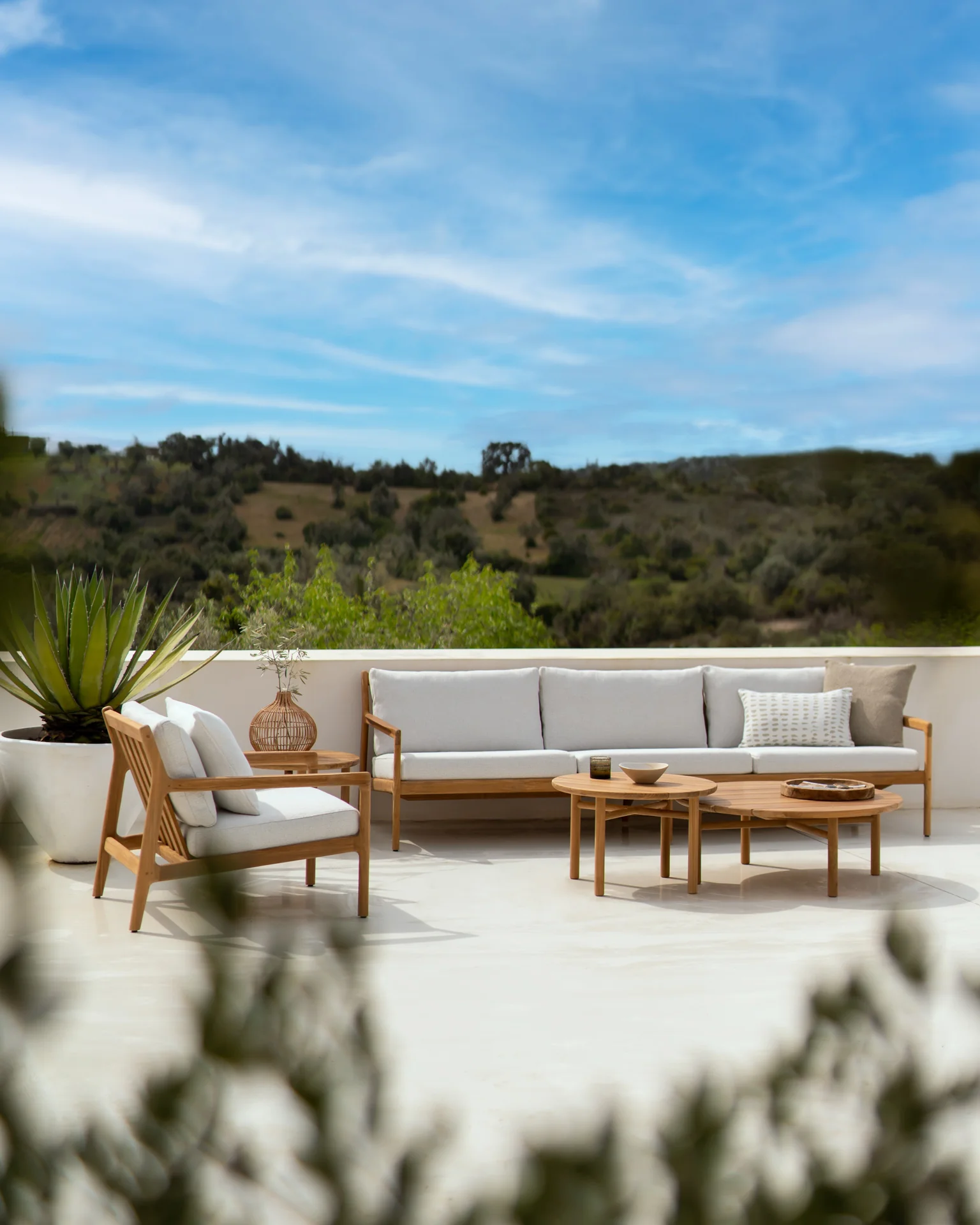 Jack Gartensofa - Teak - Off White Stoff - 3+ Sitzer - 265 x 90 x 74 cm - Image 6