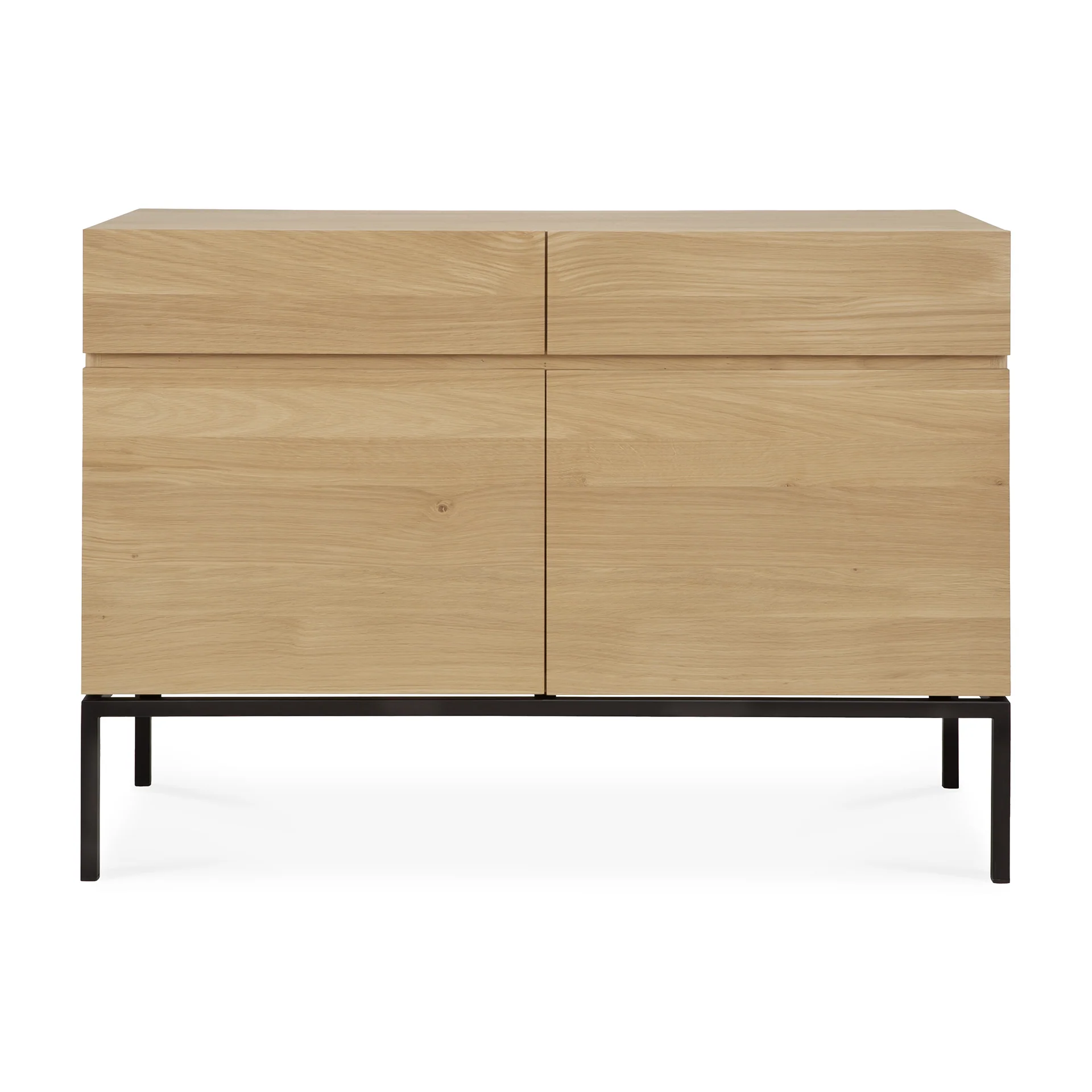 Ligna Sideboard - Eiche - schwarzes Metall - 2 Türen - 2 Schubladen - 110 x 45 x 78 cm
