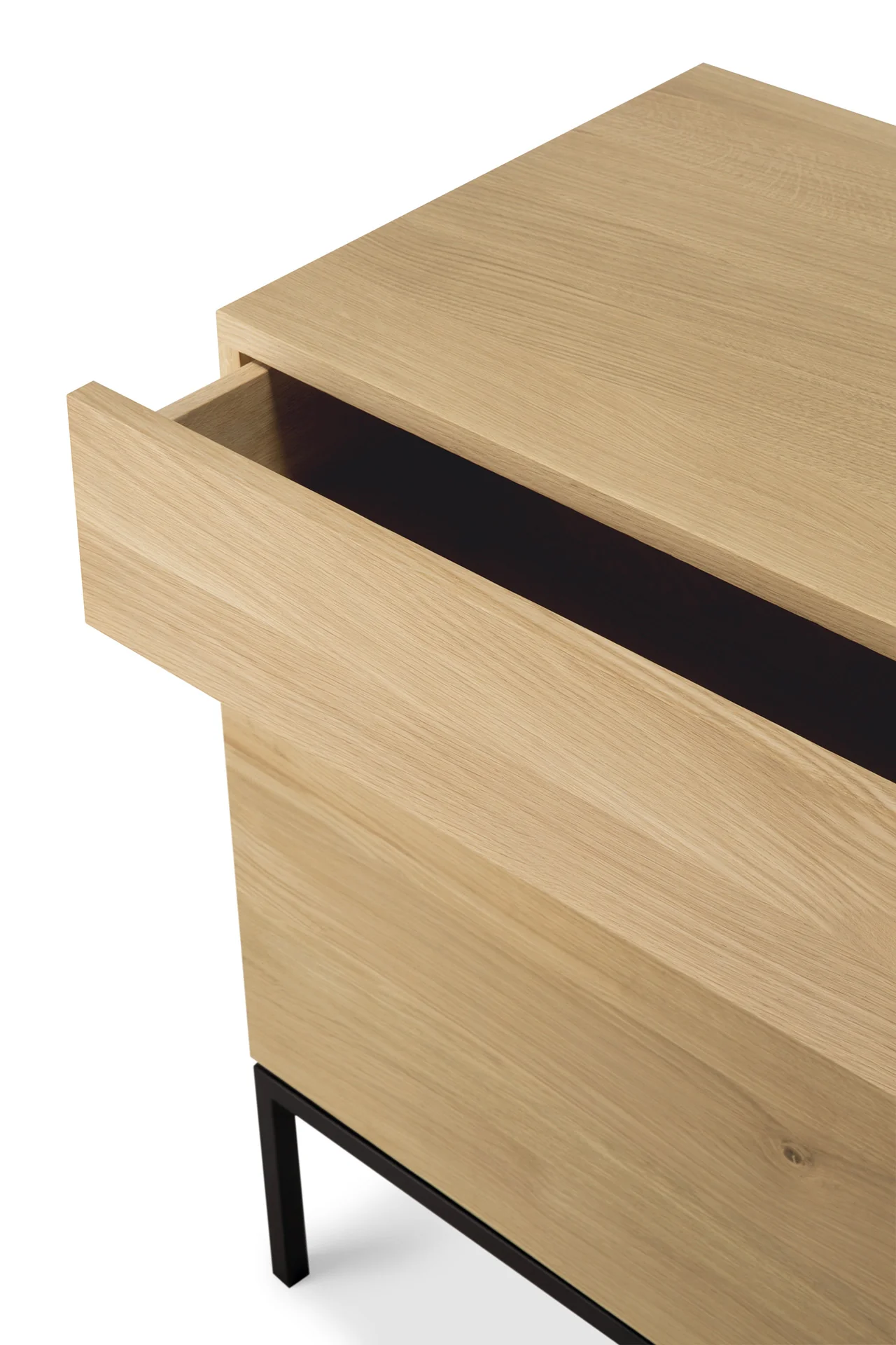Ligna Sideboard - Eiche - schwarzes Metall - 2 Türen - 2 Schubladen - 110 x 45 x 78 cm - Image 5