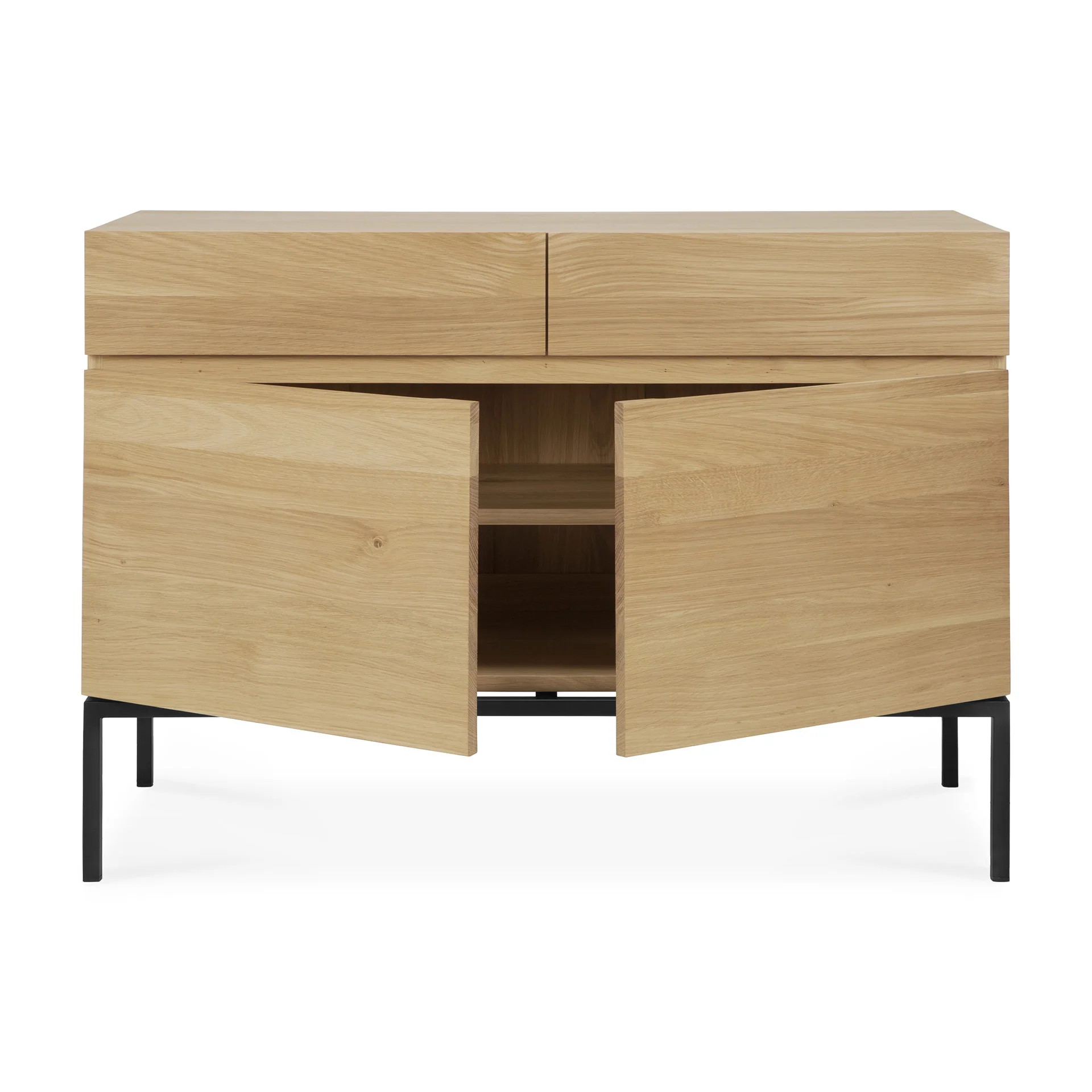 Ligna Sideboard - Eiche - schwarzes Metall - 2 Türen - 2 Schubladen - 110 x 45 x 78 cm - Image 6