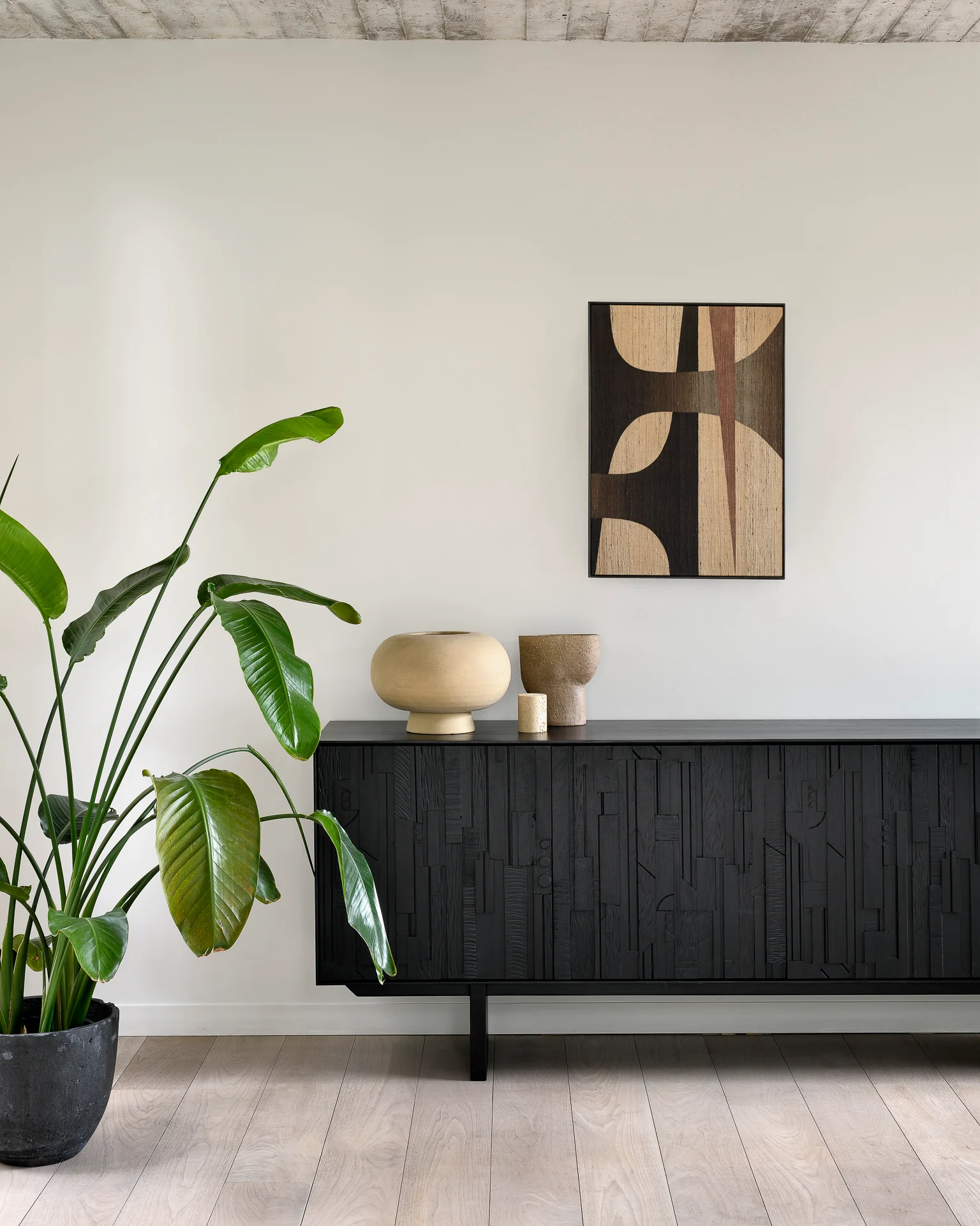 Mosaic Sideboard - lackiertes Teak - off black - 4 Türen - 227 x 45 x 82 cm - Image 3