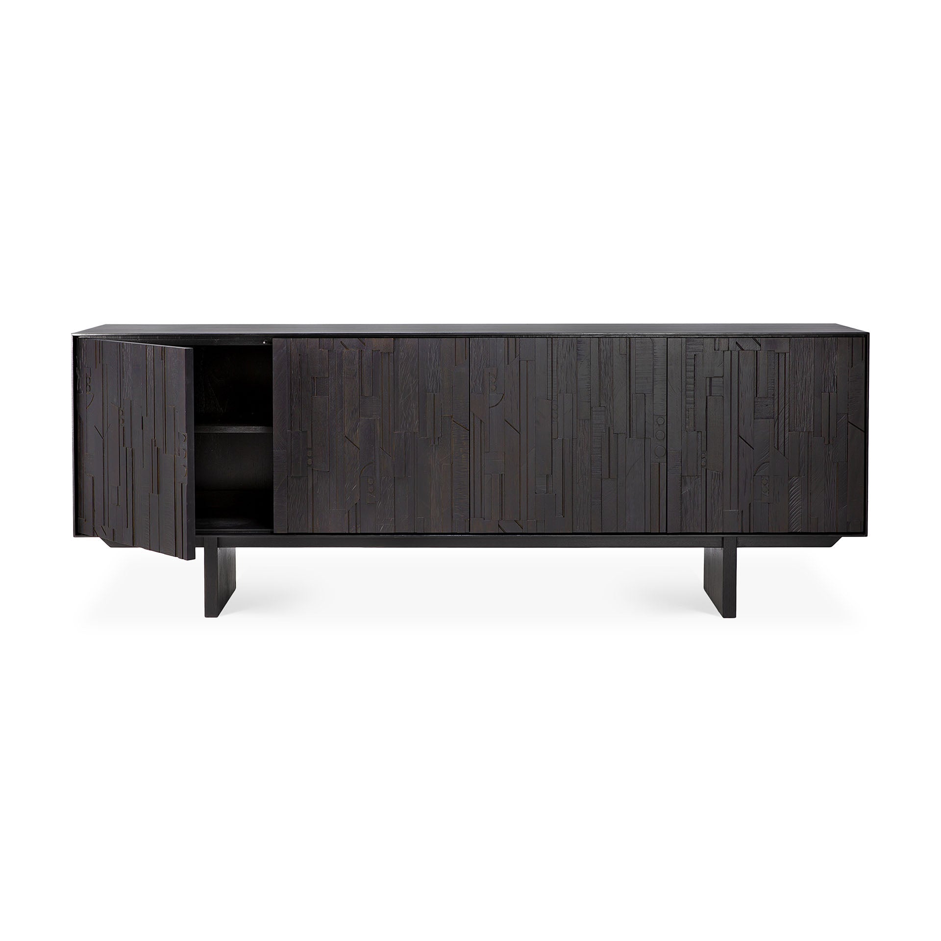 Mosaic Sideboard - lackiertes Teak - off black - 4 Türen - 227 x 45 x 82 cm - Image 4