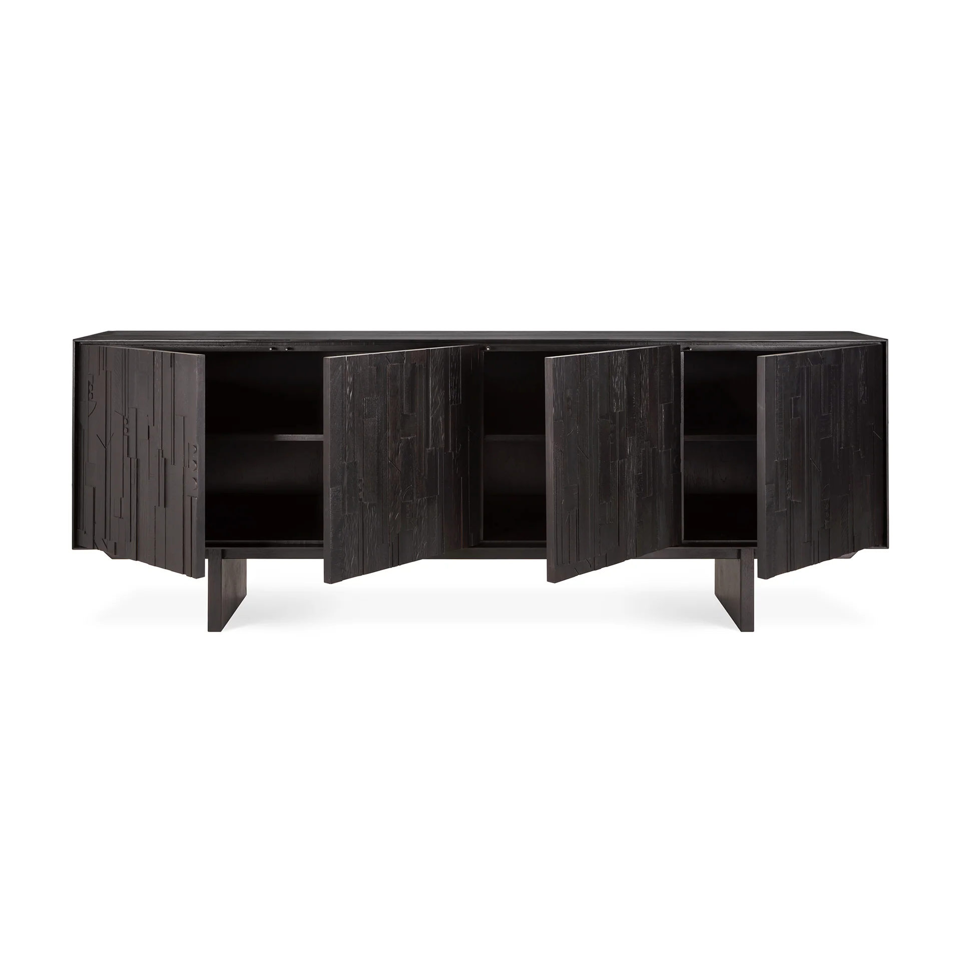 Mosaic Sideboard - lackiertes Teak - off black - 4 Türen - 227 x 45 x 82 cm - Image 5