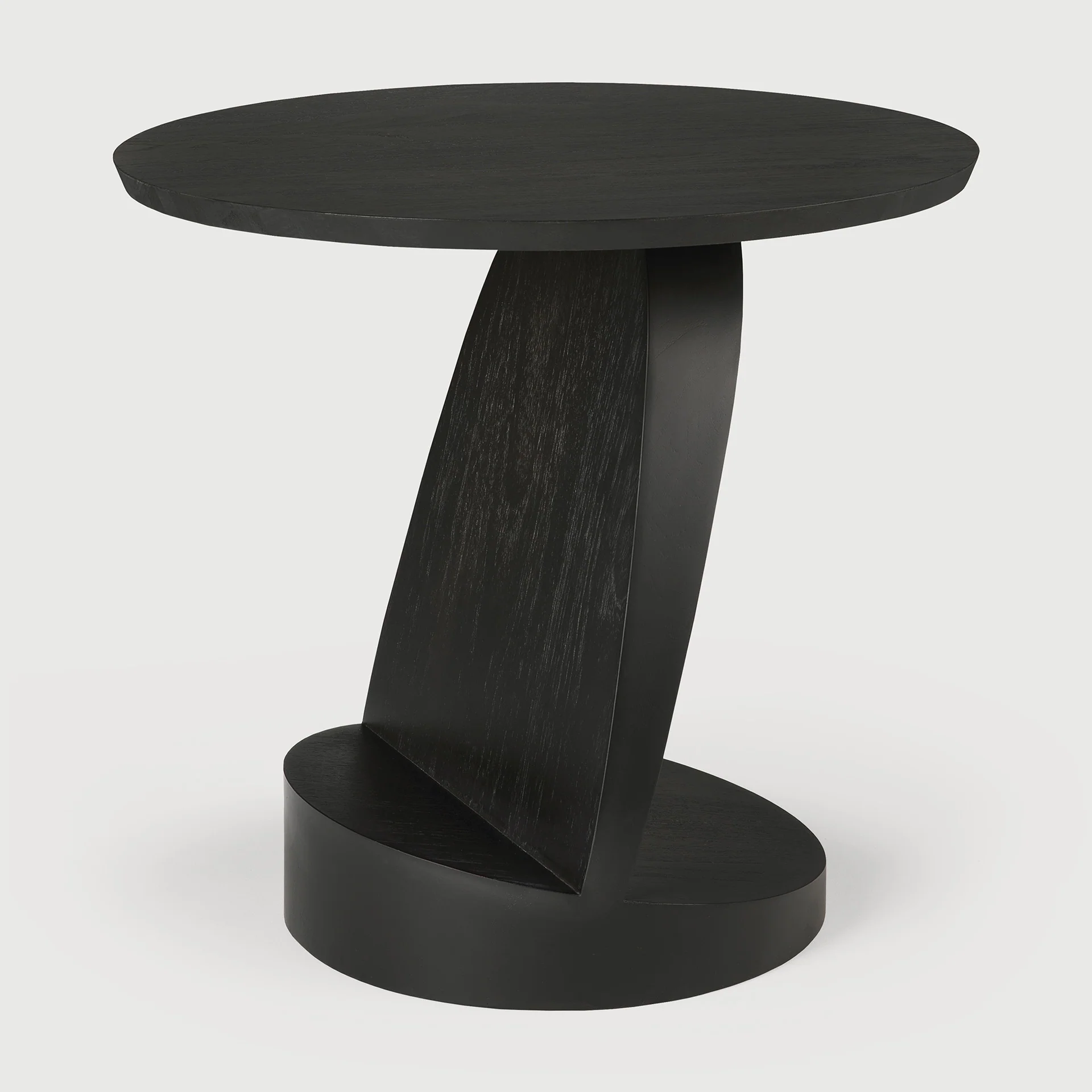 Oblic Beistelltisch - lackiertes Teak - schwarz - rund - 52 x 52 x 49 cm