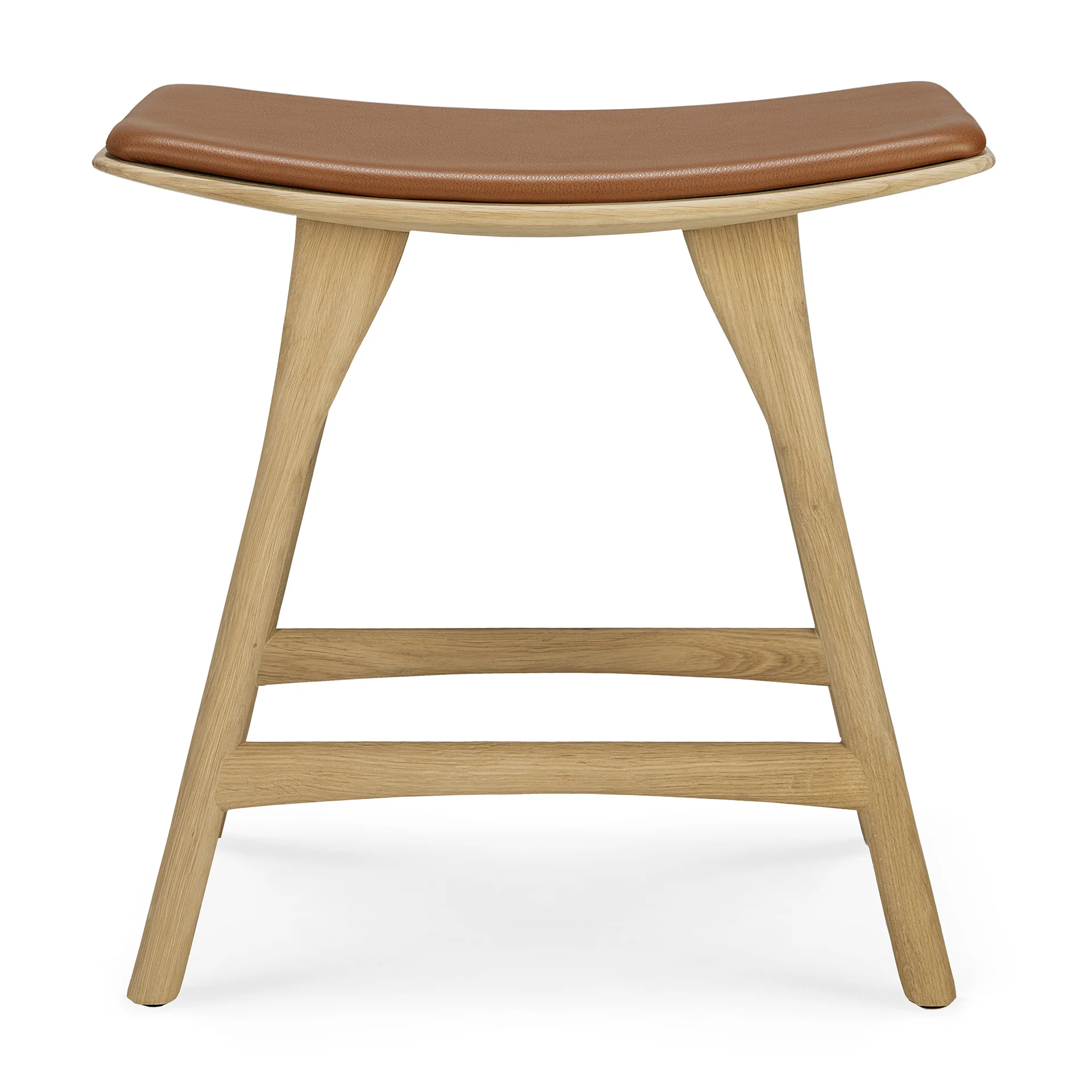 Osso Hocker - lackierte Eiche - Cognac Leder - 50 x 33 x 51 cm - Image 4