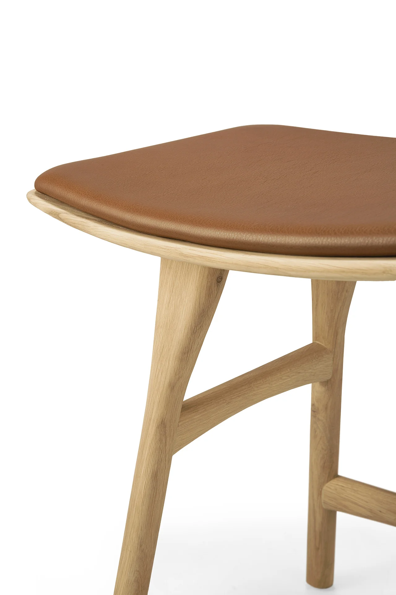 Osso Hocker - lackierte Eiche - Cognac Leder - 50 x 33 x 51 cm - Image 7