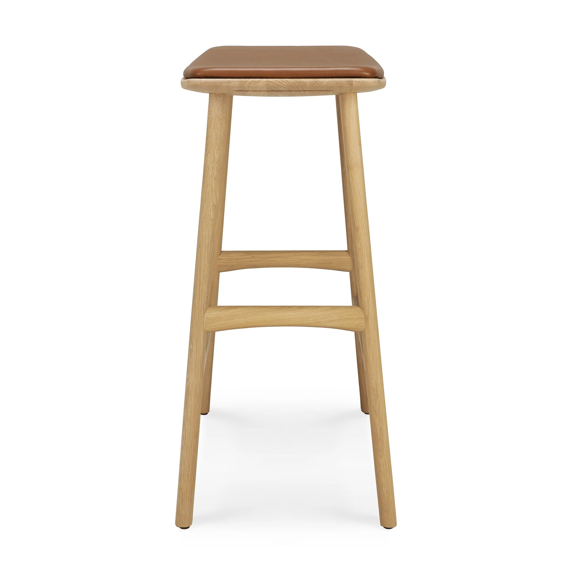 Osso Tresenhocker - lackierte Eiche - Cognac Leder - 57 x 33 x 69 cm - Image 5