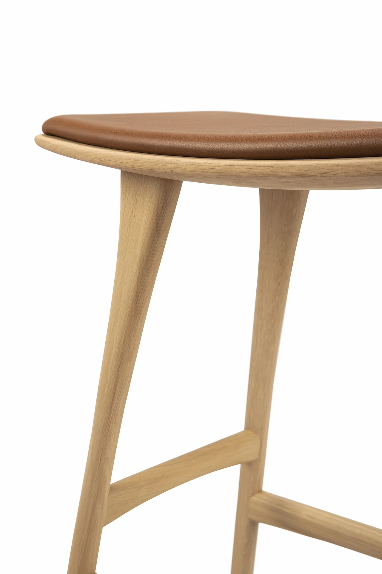 Osso Tresenhocker - lackierte Eiche - Cognac Leder - 57 x 33 x 69 cm - Image 7