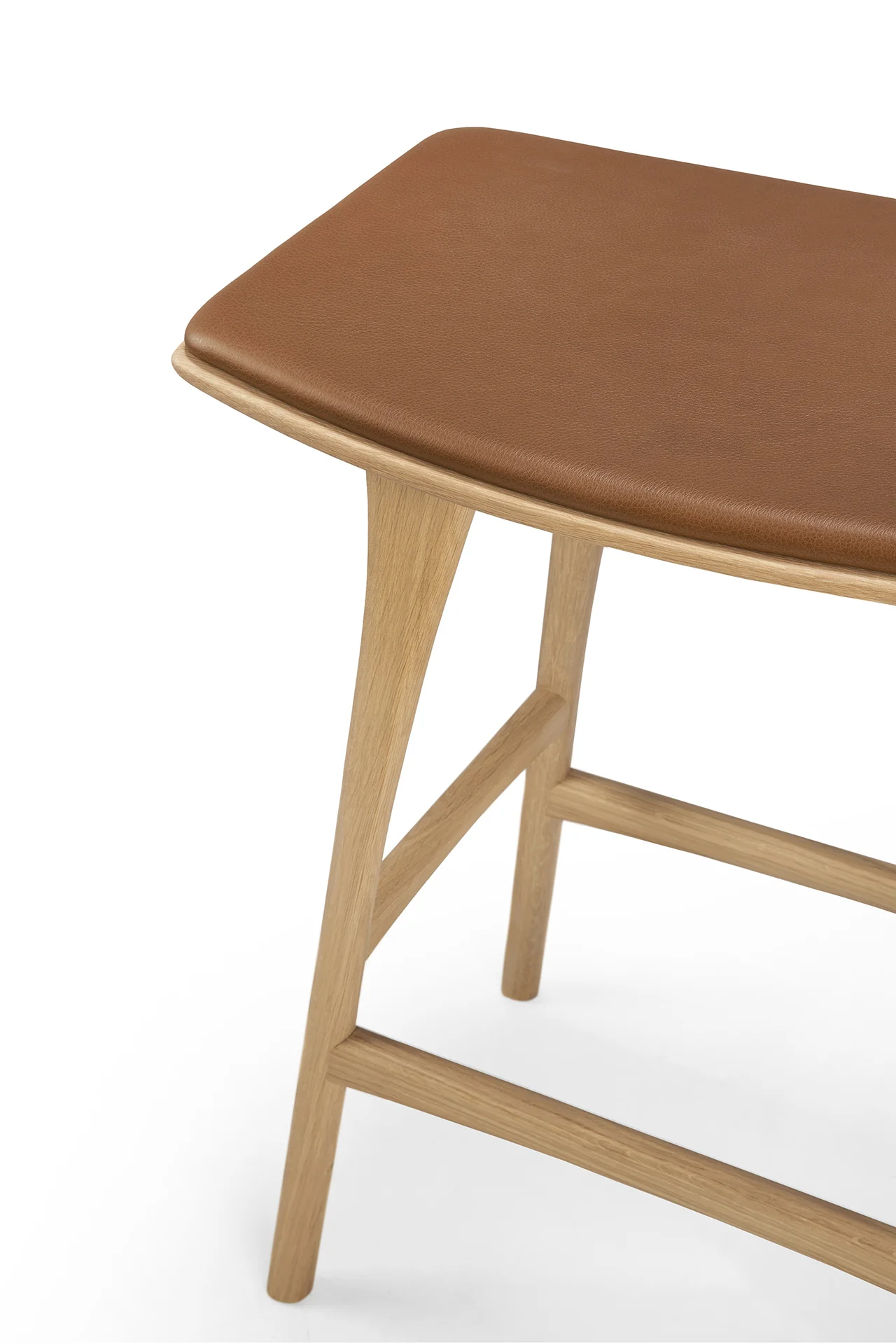 Osso Tresenhocker - lackierte Eiche - Cognac Leder - 57 x 33 x 69 cm - Image 8