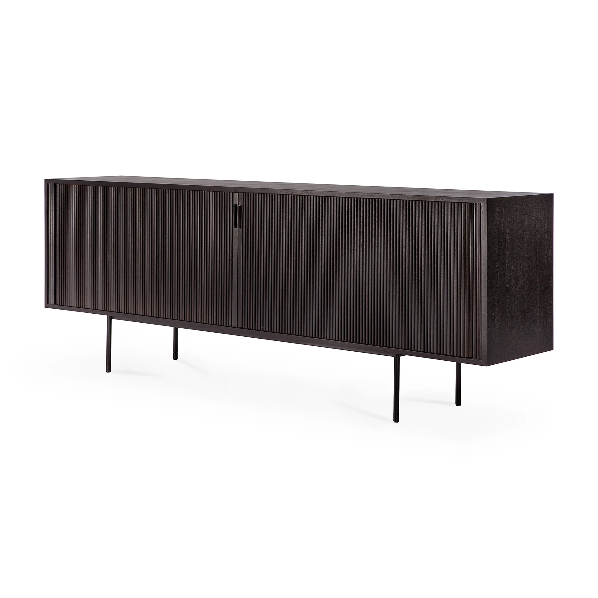 Roller Max Sideboard - lackiertes Teak - off black - 2 Schiebetüren - 224 x 45 x 80 cm - Image 4