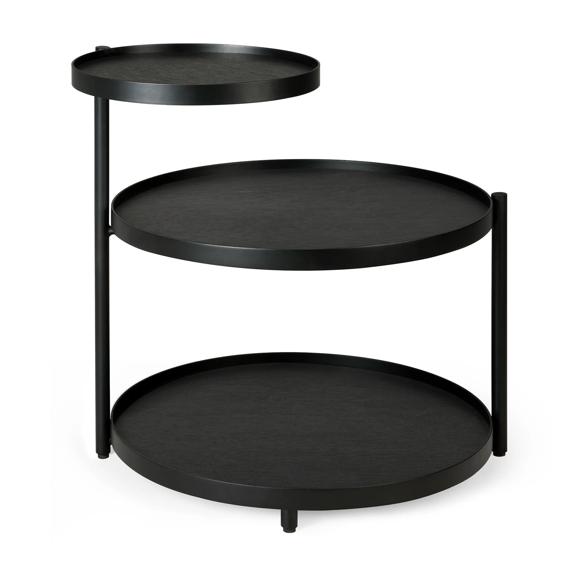 Schwenkbarer Tray Beistelltisch - lackiertes Holz - schwarz - rund - XS - Tablett nicht enthalten - 54 x 49 x 52 cm