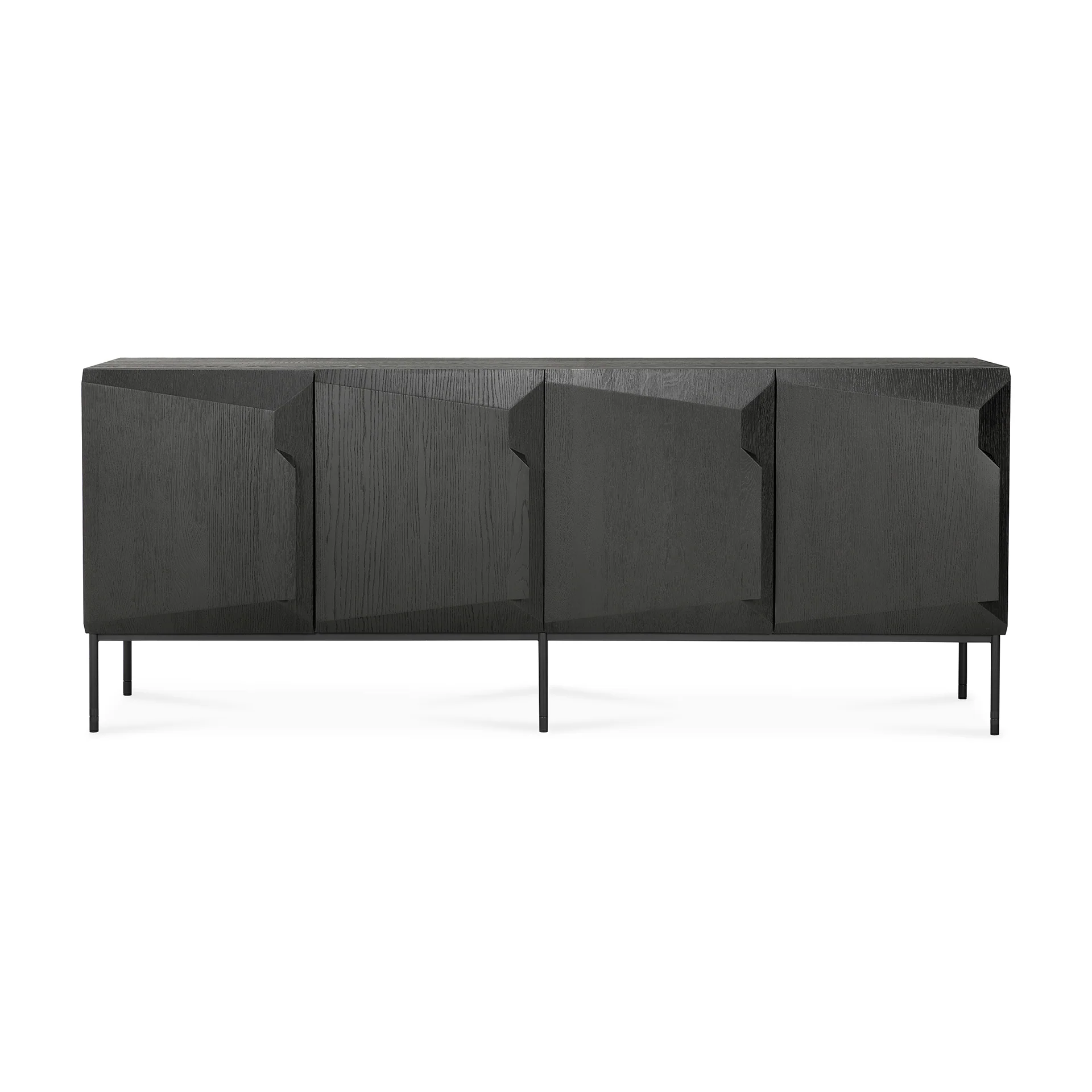 Stairs Sideboard - lackierte Eiche - schwarz - 4 Türen - 200 x 46 x 80 cm