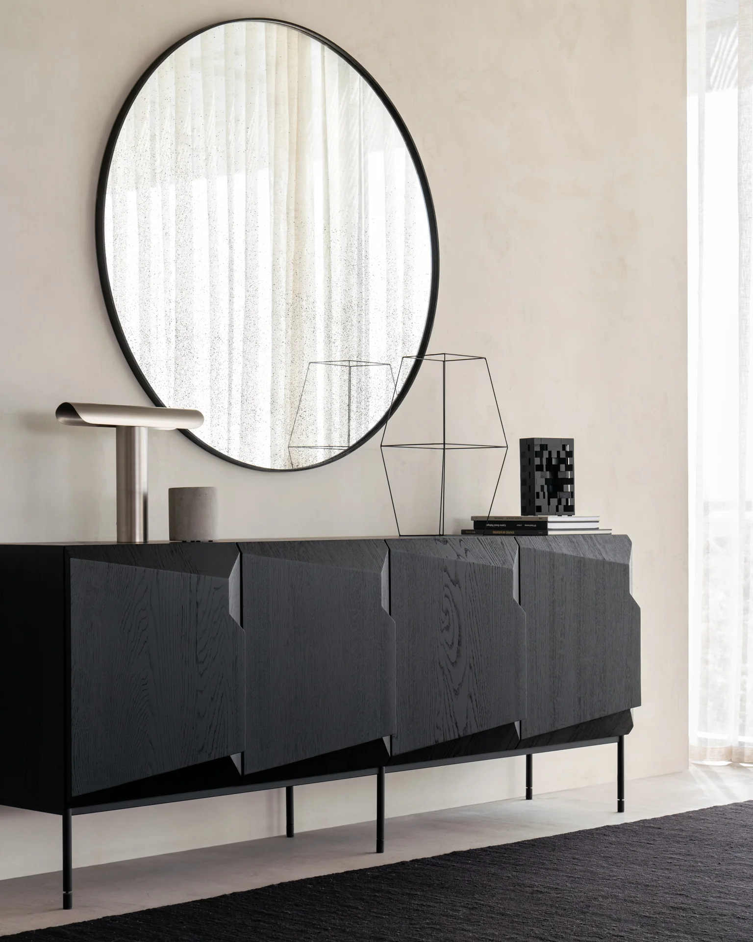 Stairs Sideboard - lackierte Eiche - schwarz - 4 Türen - 200 x 46 x 80 cm - Image 2