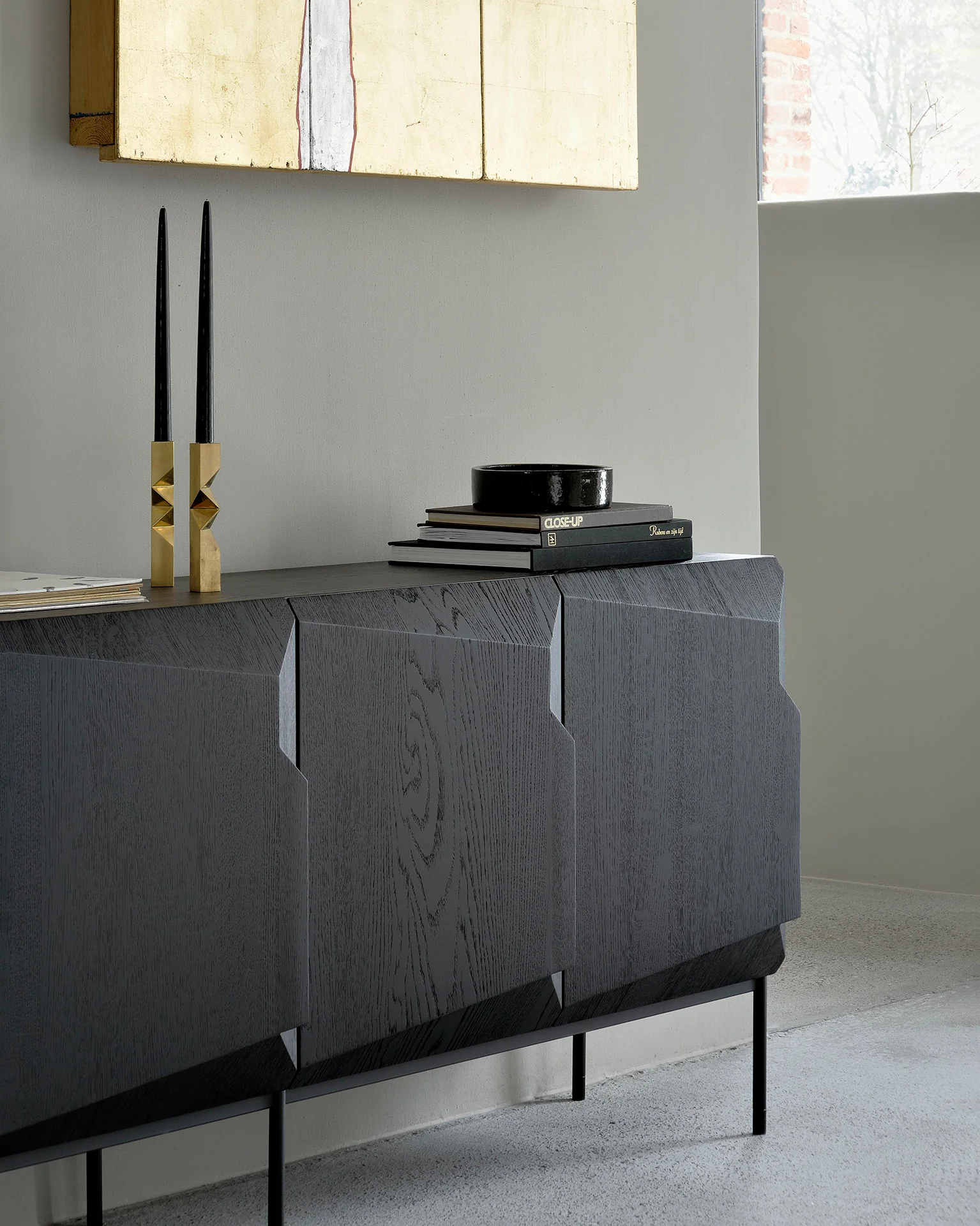Stairs Sideboard - lackierte Eiche - schwarz - 4 Türen - 200 x 46 x 80 cm - Image 3