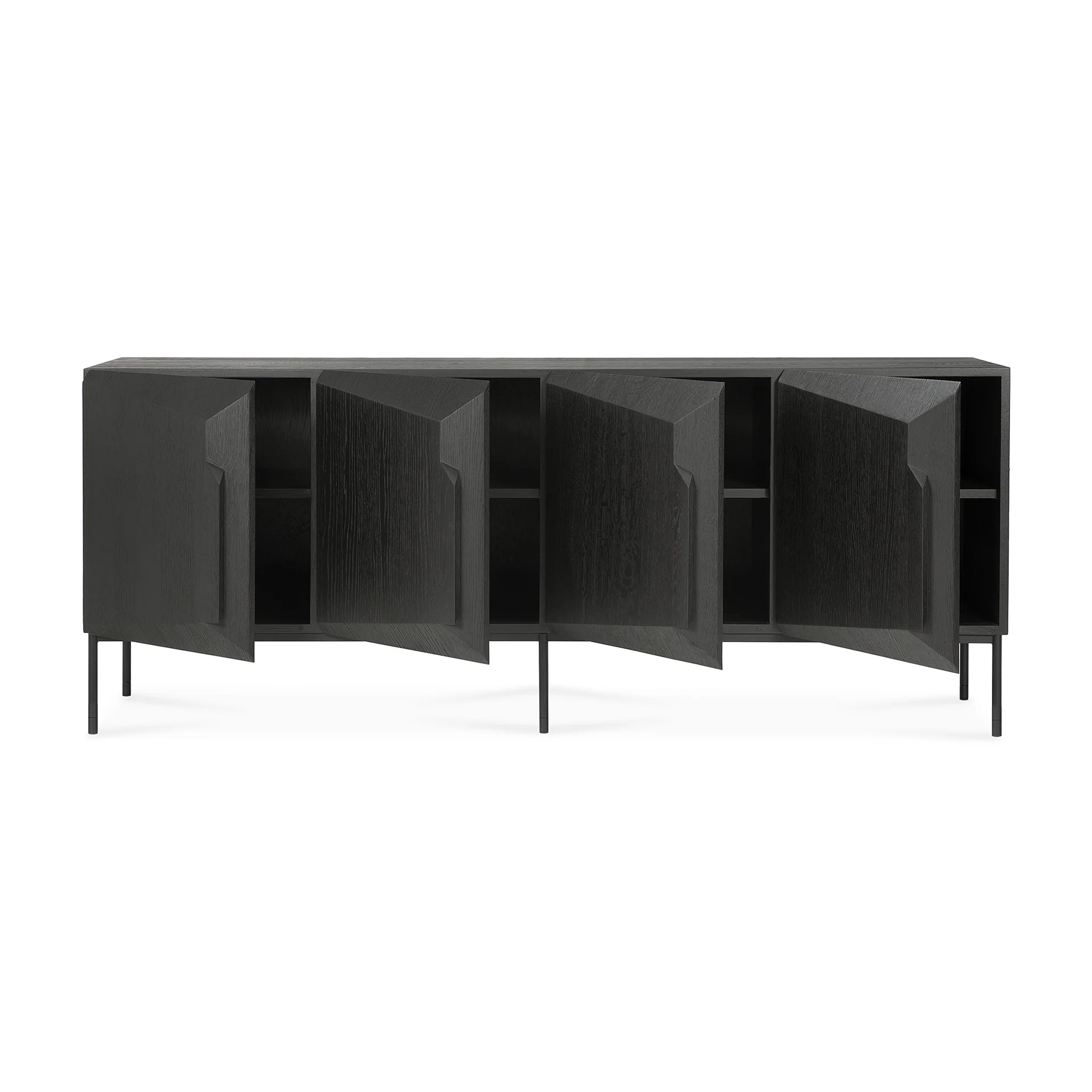 Stairs Sideboard - lackierte Eiche - schwarz - 4 Türen - 200 x 46 x 80 cm - Image 5