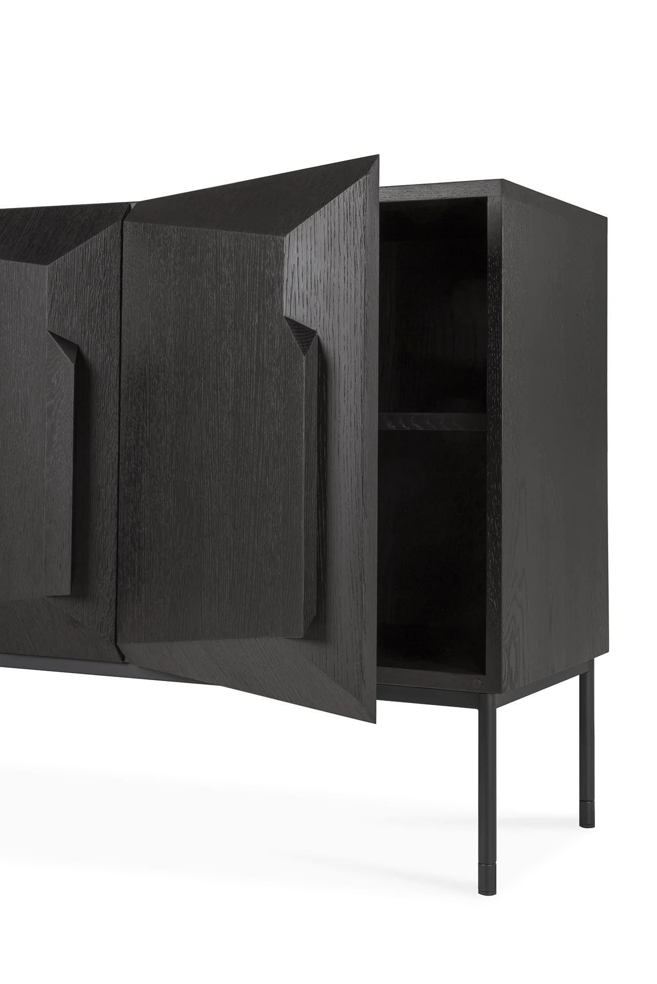 Stairs Sideboard - lackierte Eiche - schwarz - 4 Türen - 200 x 46 x 80 cm - Image 6