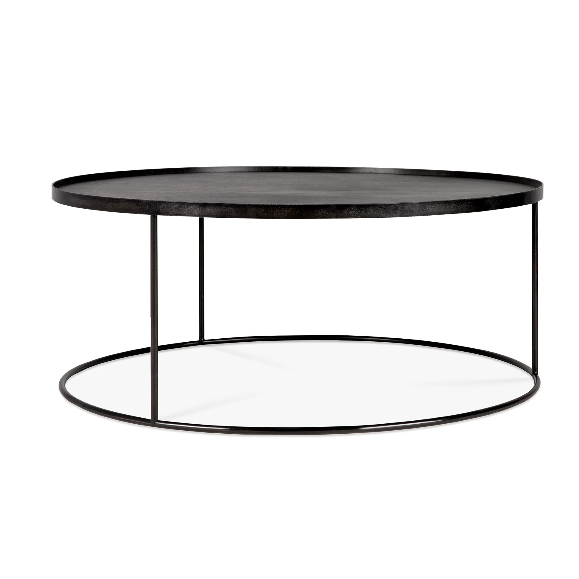 Tablett-Couchtisch - lackiertes Holz - schwarz - rund - XL - ohne Tablett