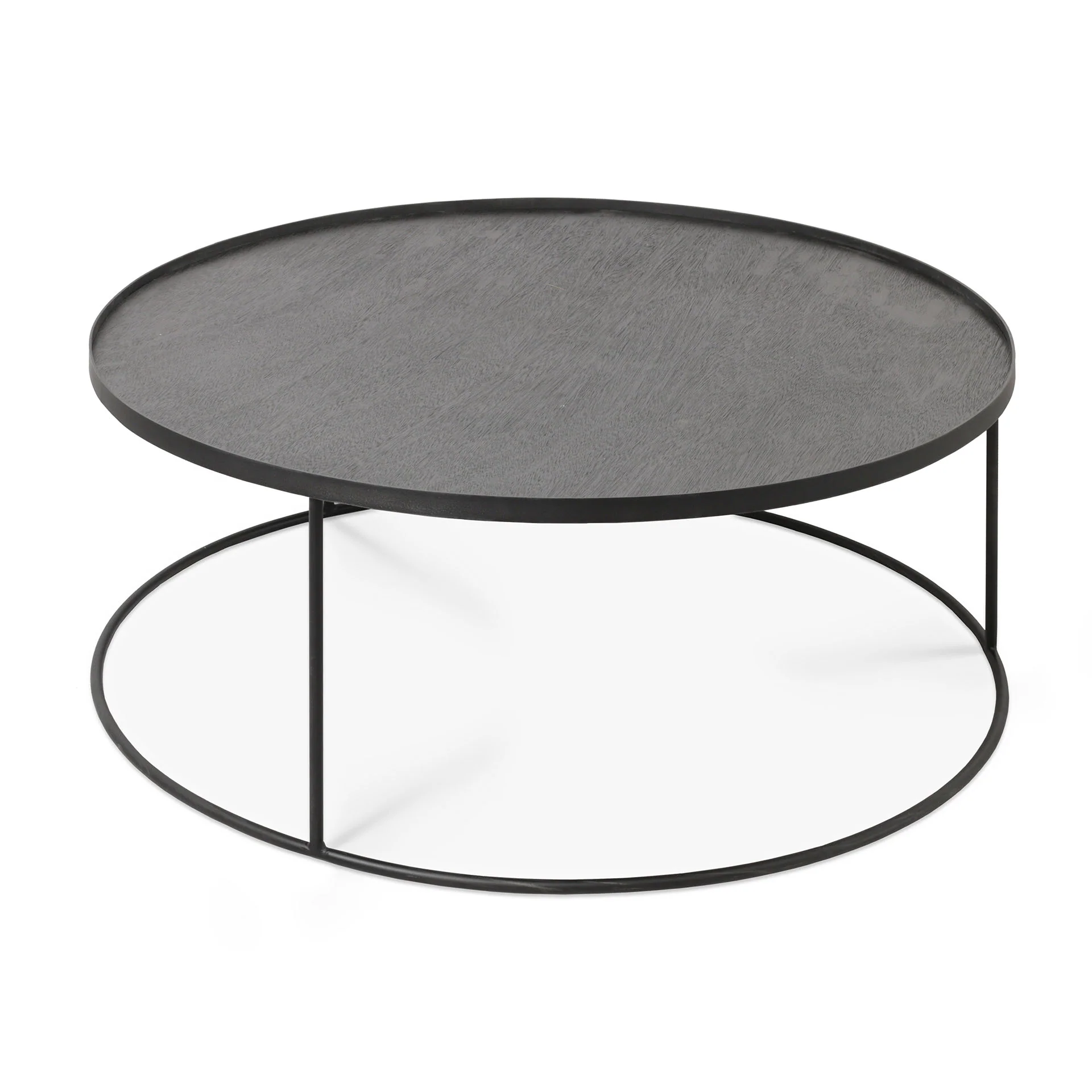 Tablett-Couchtisch - lackiertes Holz - schwarz - rund - XL - ohne Tablett - Image 5