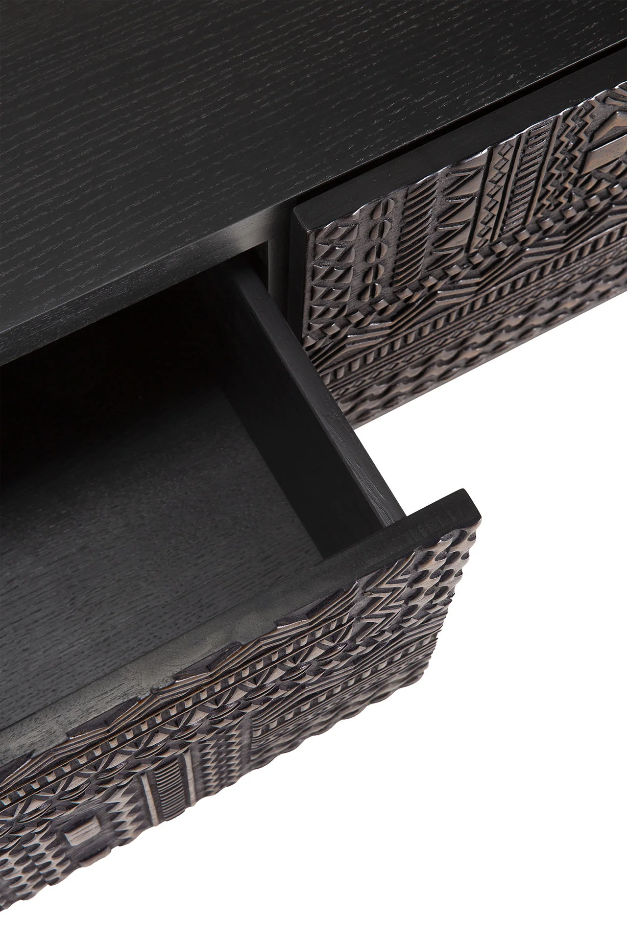 Tabwa TV-Schrank - lackiertes Teak - off black - 1 Klapptür - 1 Schublade - 160 x 45 x 51 cm - Image 6