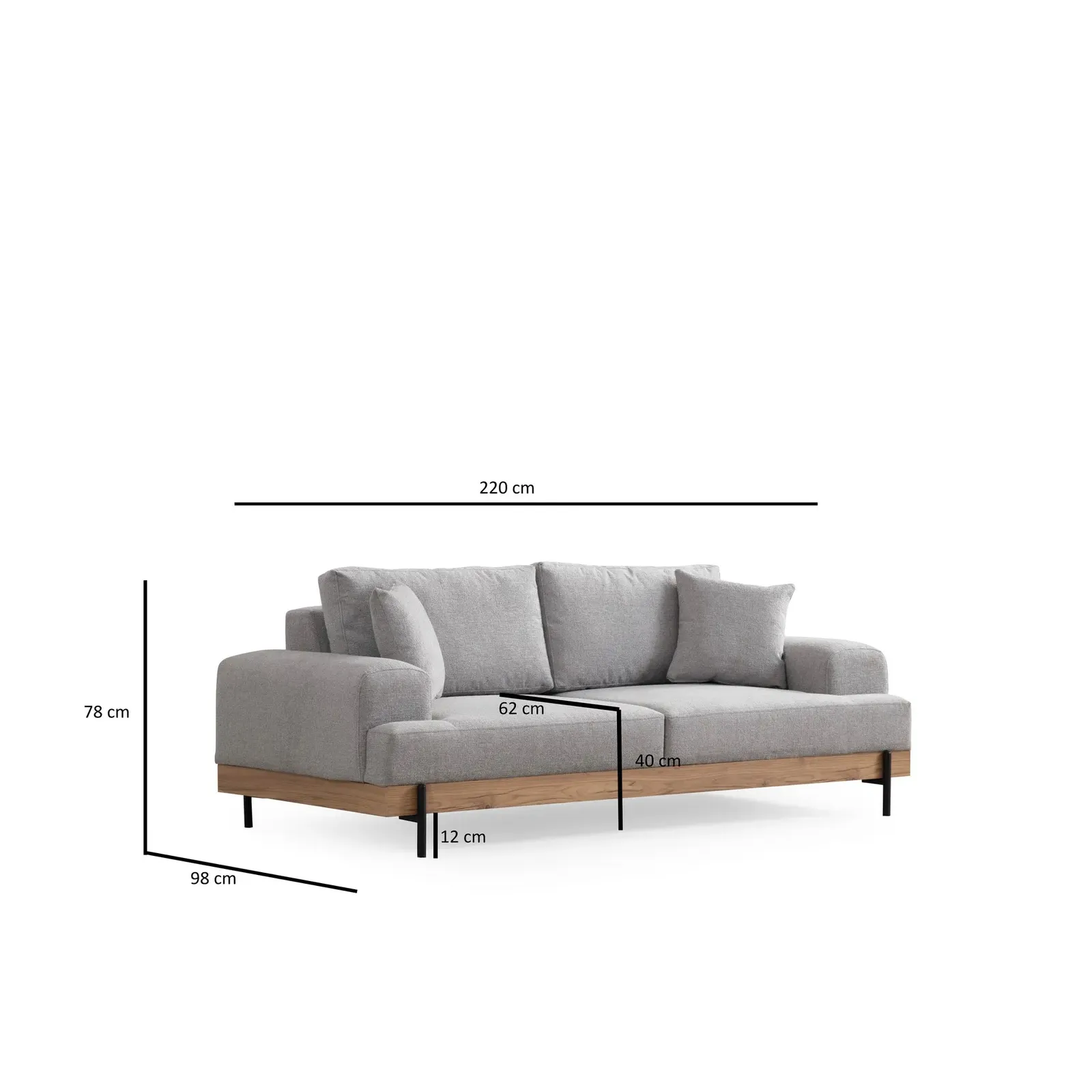Eti 3-Sitzer Sofa, 220x98 cm - Image 19