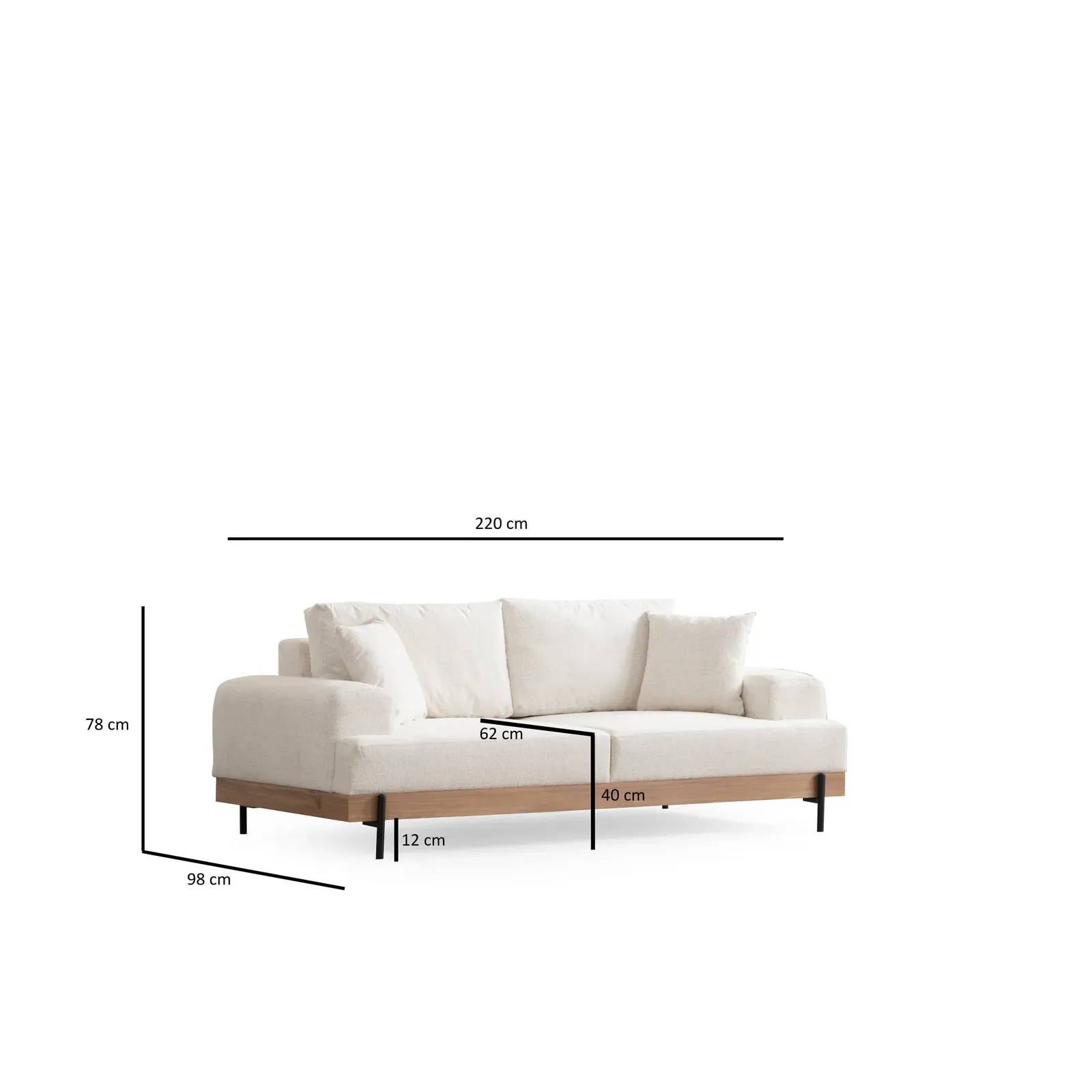Eti 3-Sitzer Sofa, 220x98 cm - Image 8