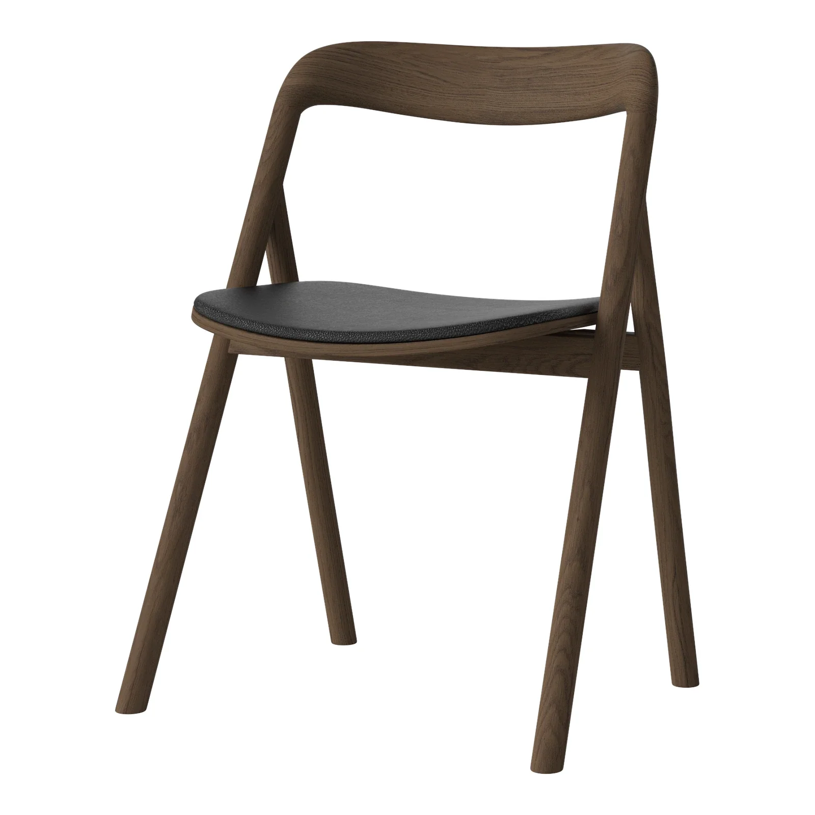 Fenri Gepolsterter Esstischstuhl aus Dunkel geölter Eiche, Quattro by Spoor - Leder, Black