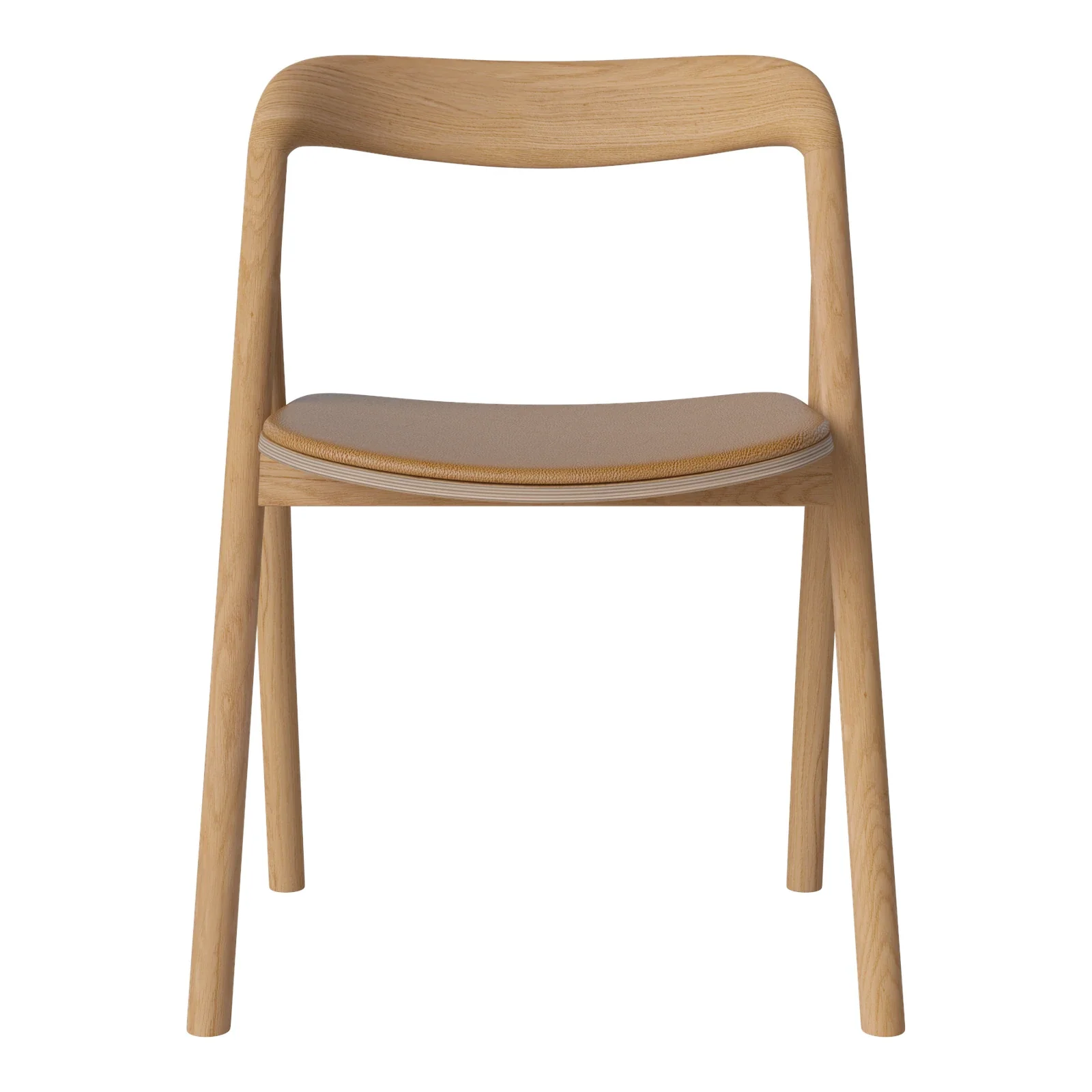 Fenri Gepolsterter Esstischstuhl aus geölter Eiche, Quattro by Spoor - Leder, Light Cognac - Image 3
