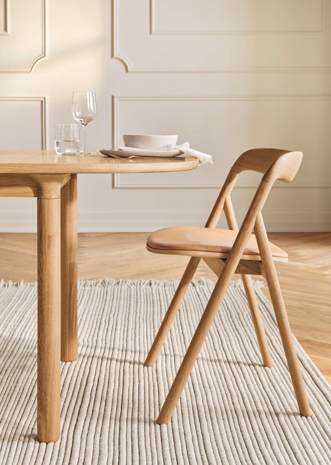 Fenri Gepolsterter Esstischstuhl aus geölter Eiche, Quattro by Spoor - Leder, Light Cognac - Image 5