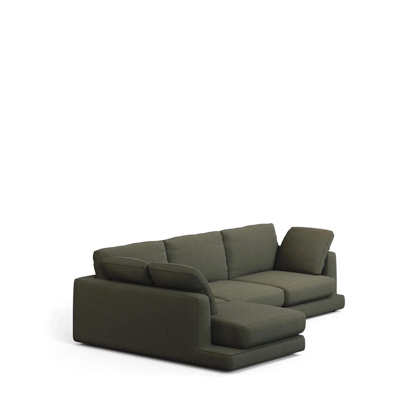 Gala 4-Sitzer-Sofa mit Chaiselongue links aus dunkelgrüner Chenille FSC Mix Credit 300 cm - Image 4