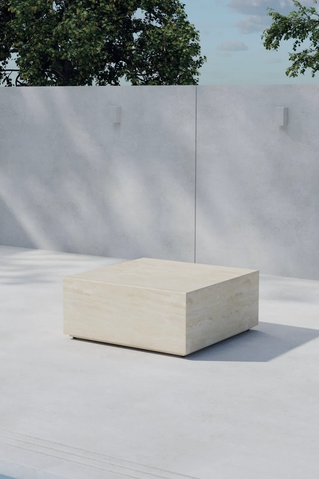 Garten Beistelltisch Lissabon aus Aluminium und Polypropylen in Beige, 80×80×35 cm - Image 2