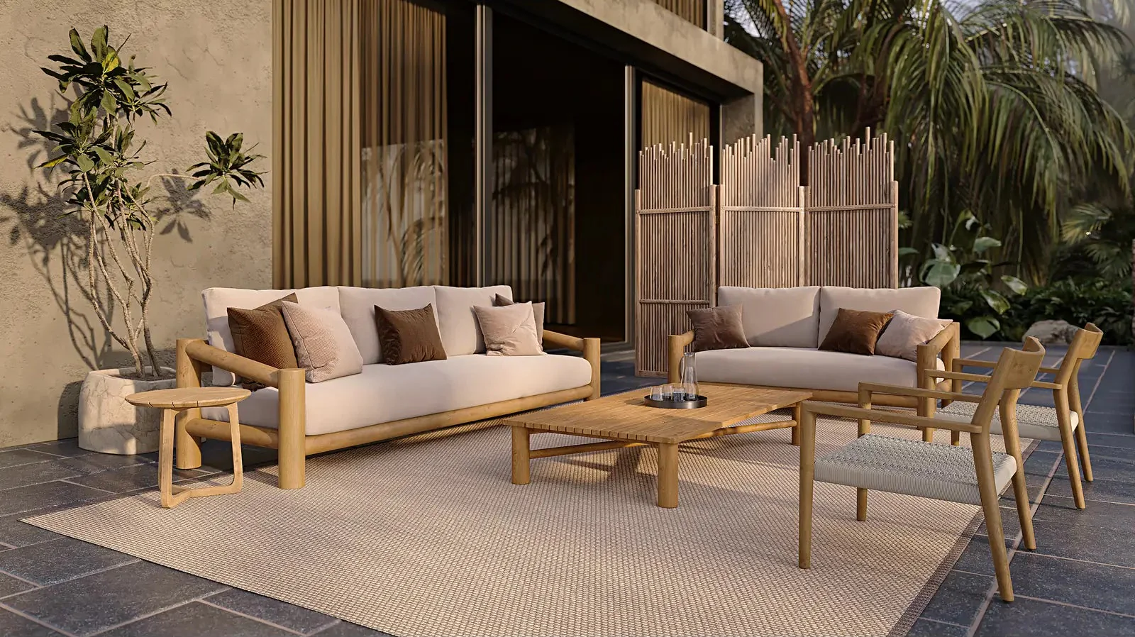 Garten Couchtisch Camogli aus Teakholz in Natur, 180×90×30 cm - Image 2