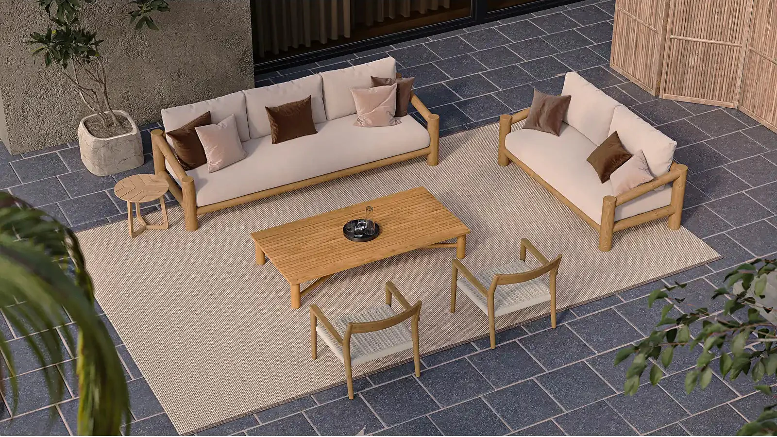 Garten Couchtisch Camogli aus Teakholz in Natur, 180×90×30 cm - Image 3
