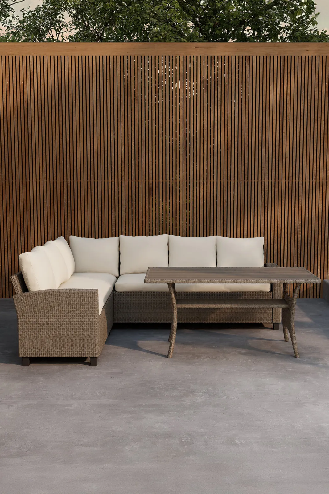 Garten Ecksofa-Set Brentwood aus Wicker und Aintwood in Beige - Image 2
