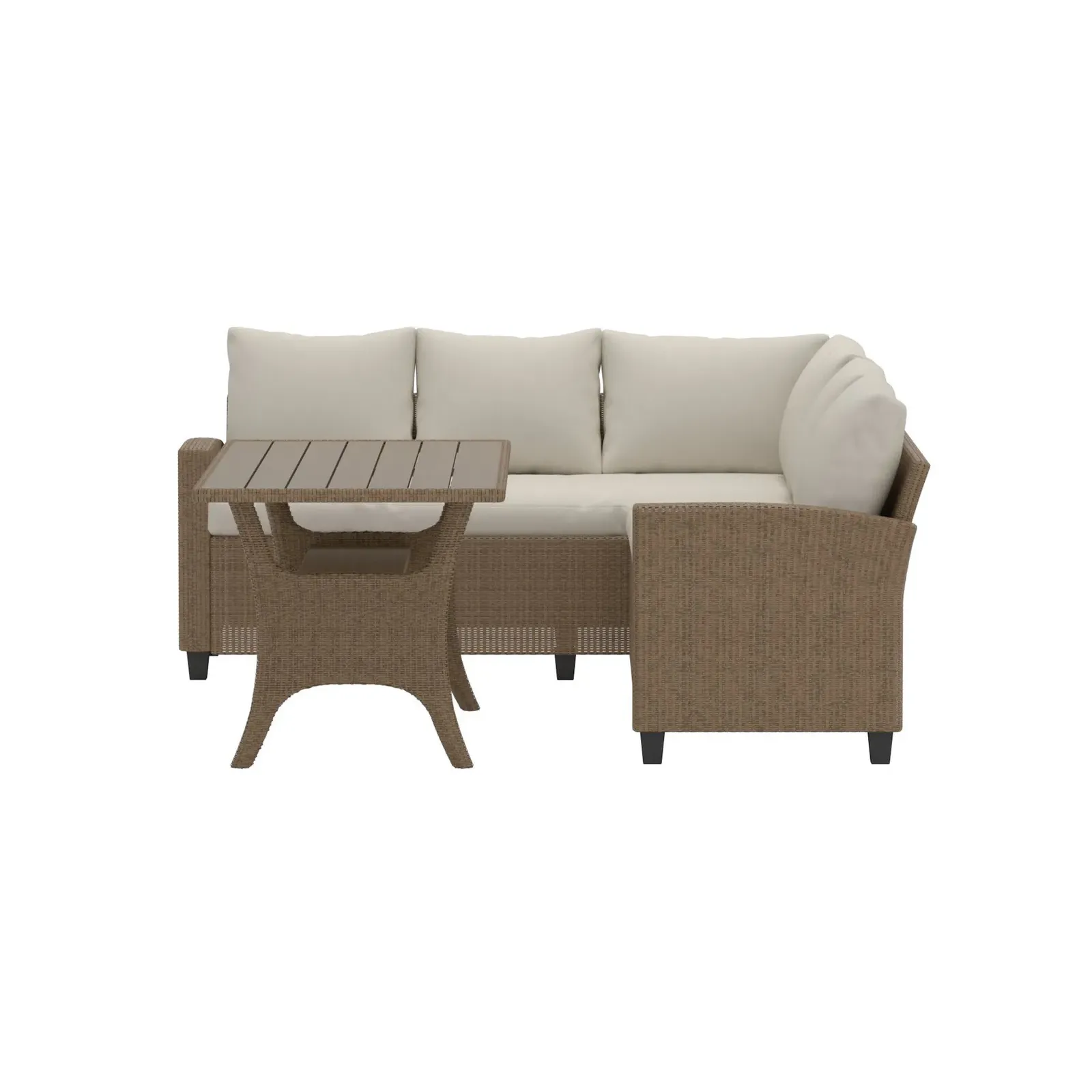 Garten Ecksofa-Set Brentwood aus Wicker und Aintwood in Beige - Image 3