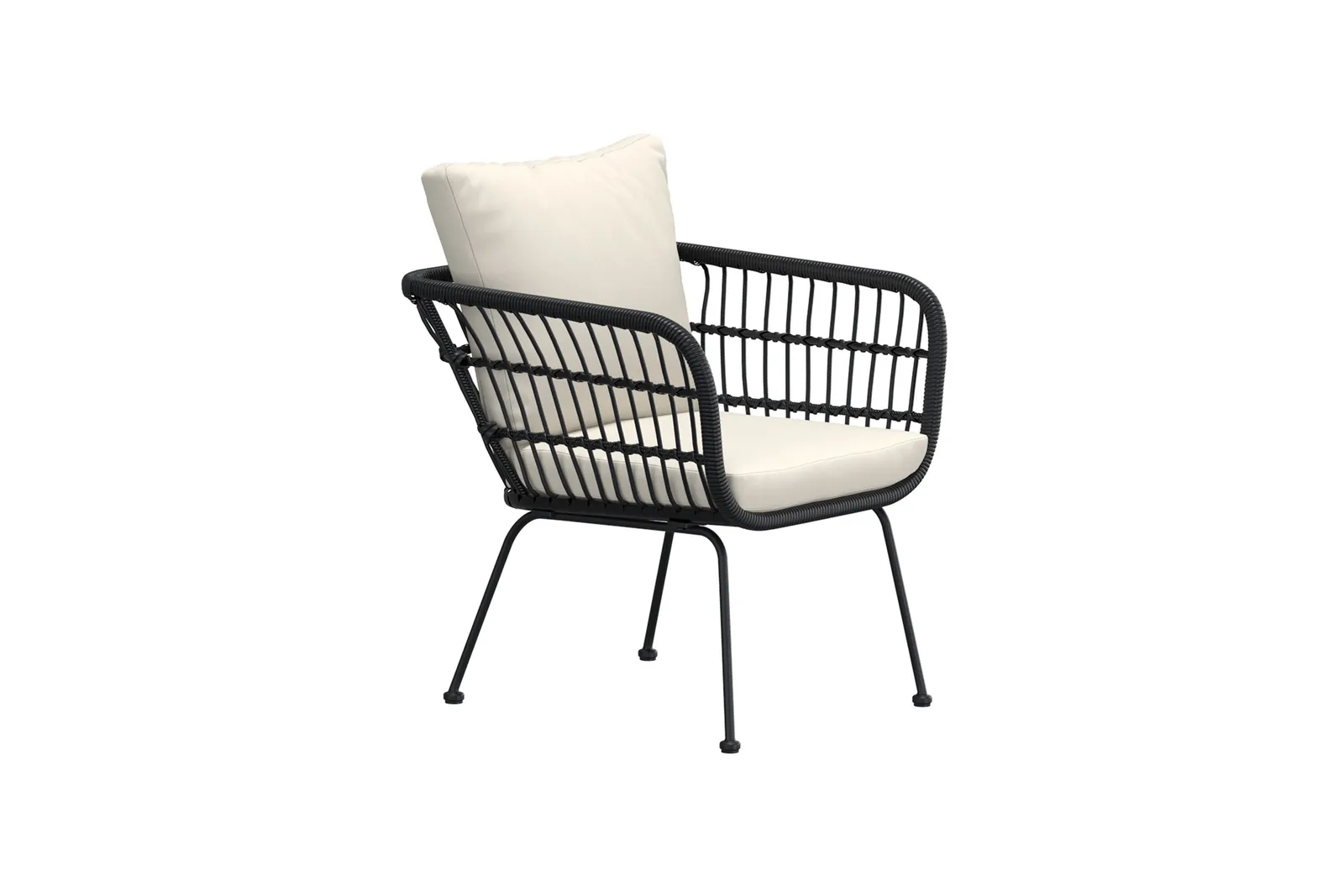 Garten Lounge-Sessel Isola aus Stahl und Rattan in Schwarz und Beige - Image 3