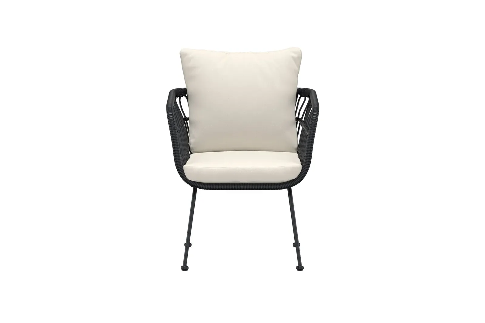 Garten Lounge-Sessel Isola aus Stahl und Rattan in Schwarz und Beige - Image 4